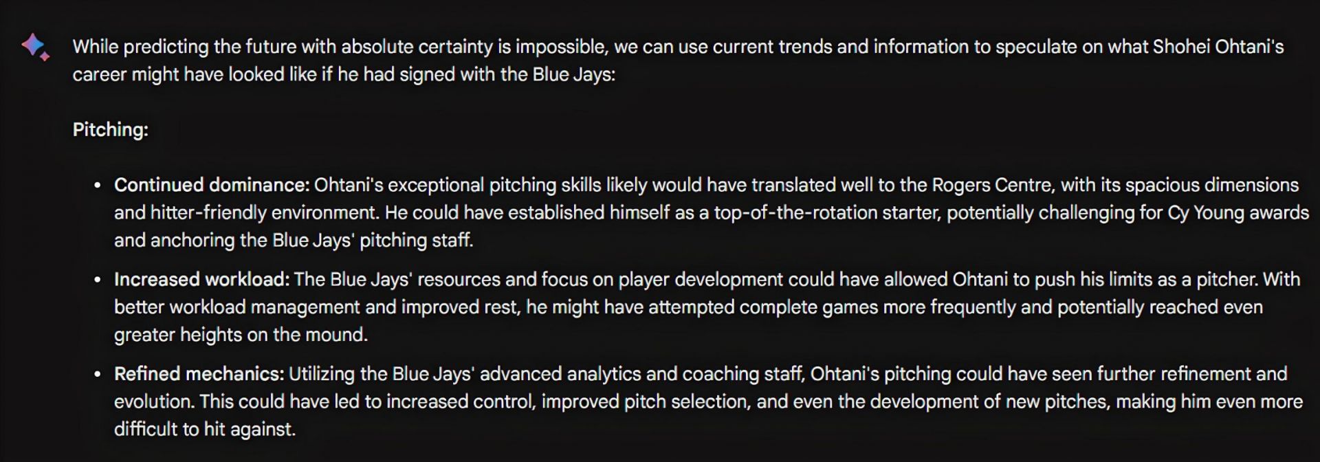 AI response predicts Ohtani&#039;s Blue Jays career