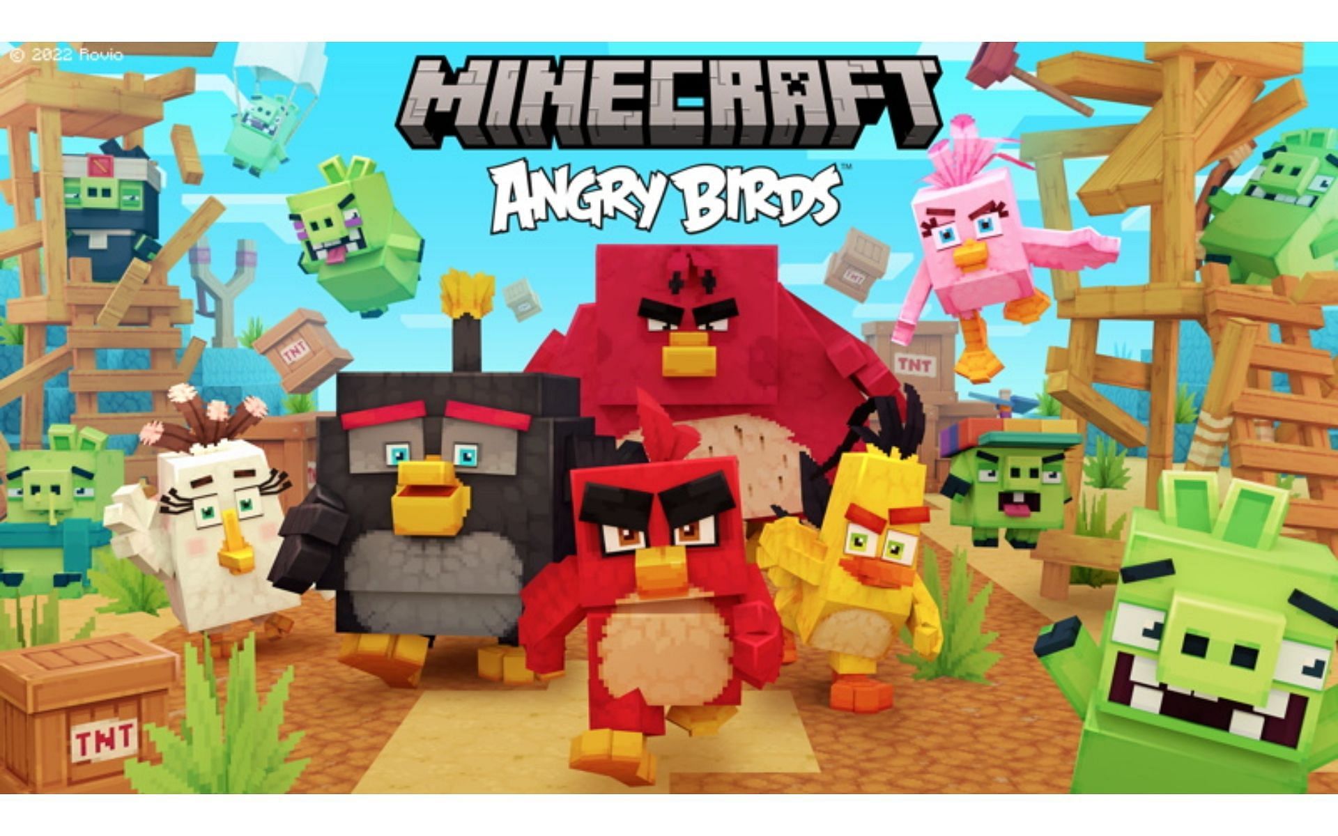 The destructive nature of the angry birds brought to the blocky world (Image via Mojang)