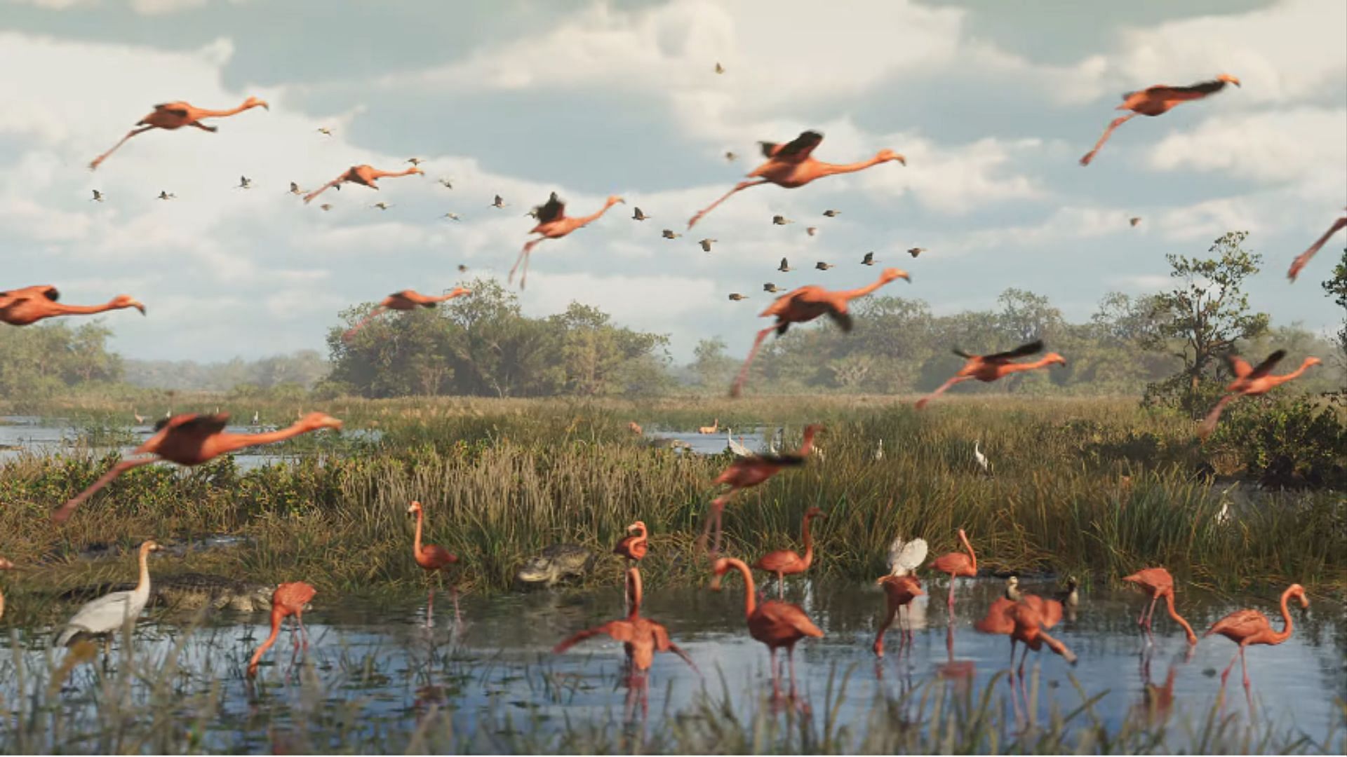 Alligators, flamingos and other birds (Image via Rockstar Games)