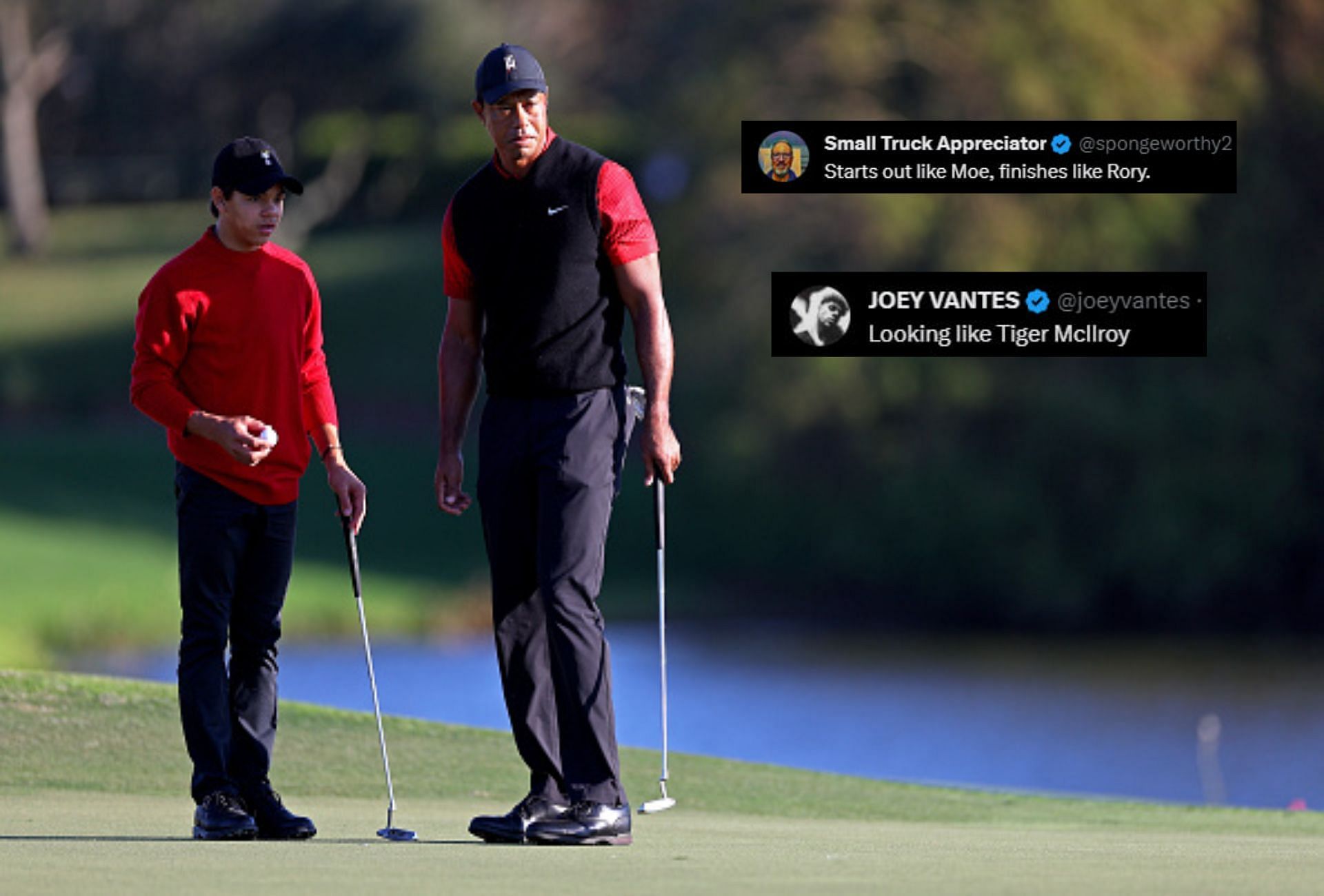 Tiger Woods and son Charlie Woods (Image via Getty).