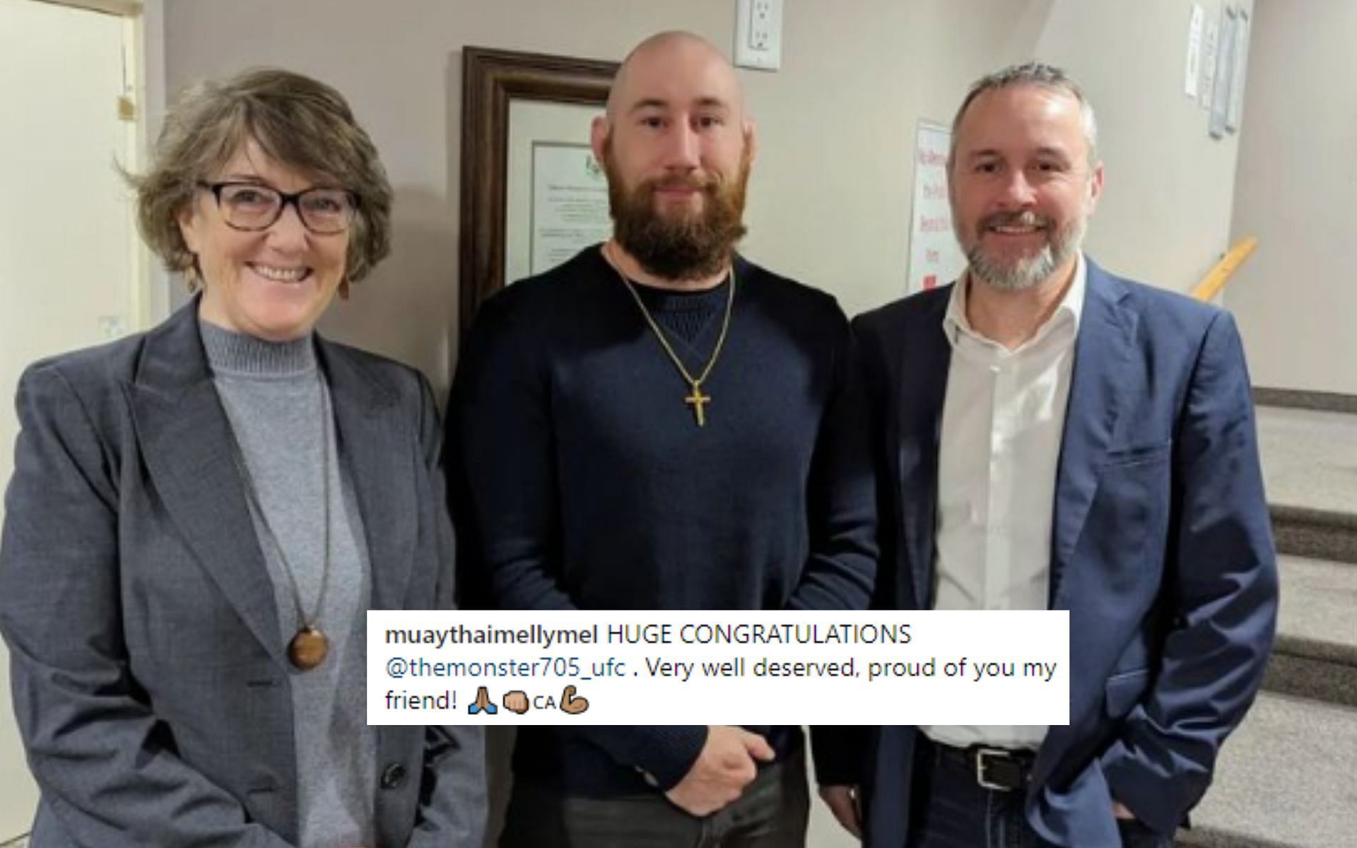 UFC featherweight Kyle Nelson [Pictured] honored by the Mayor and Councillor of Huntsville, Ontario  [Image courtesy: @themonster705_ufc - Instagram]