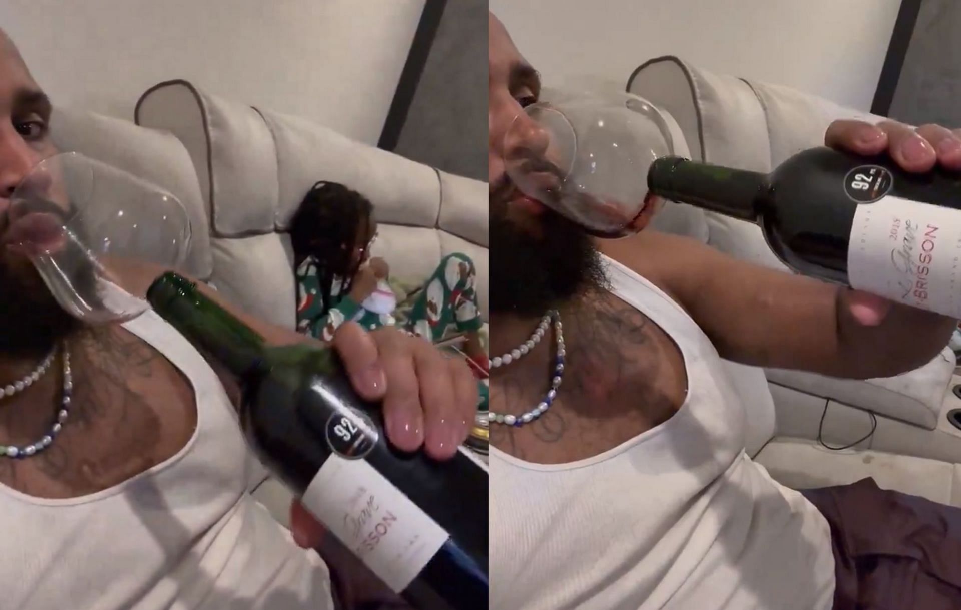 Is LeBron James drinking wine before the Lakers game vs the Thunder?