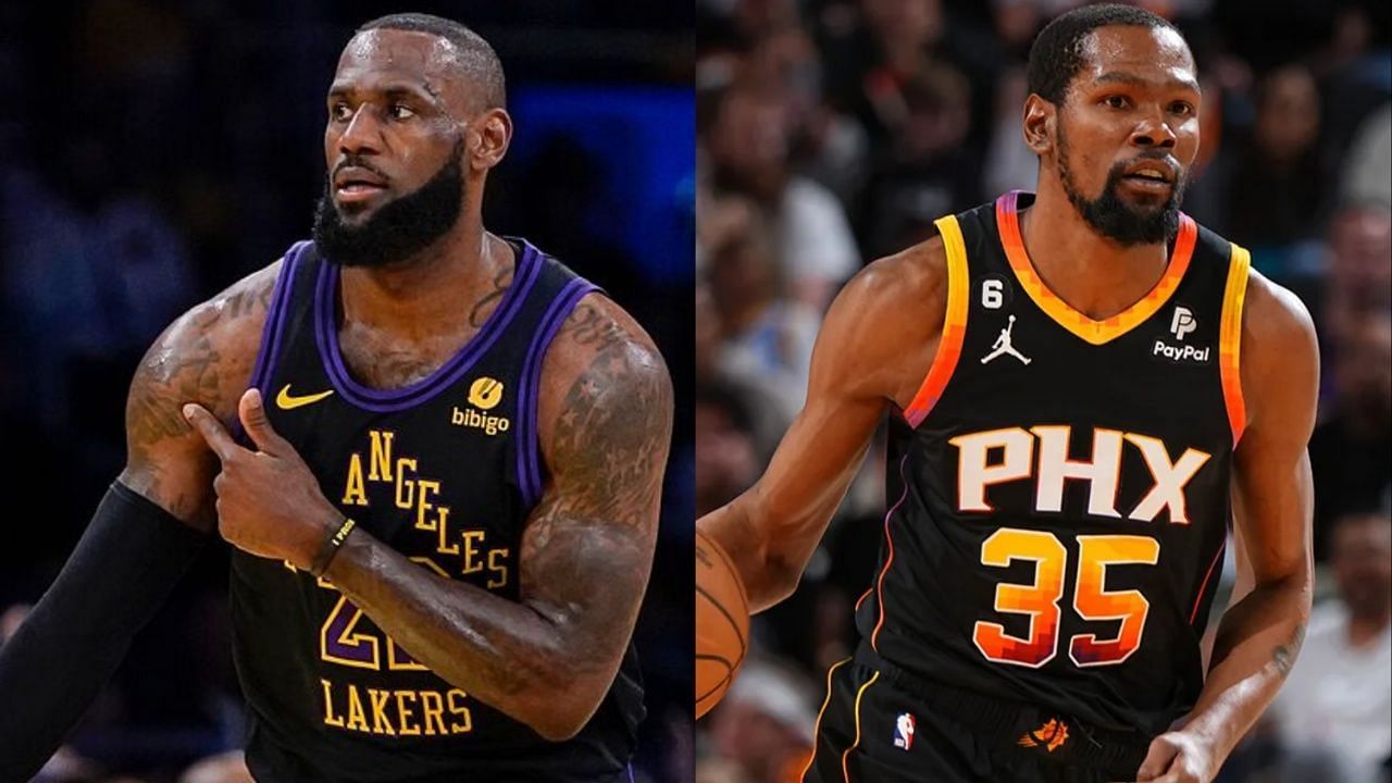 LeBron James (L) and Kevin Durant (R) will face each other in IN Season Tournament quarterfinals