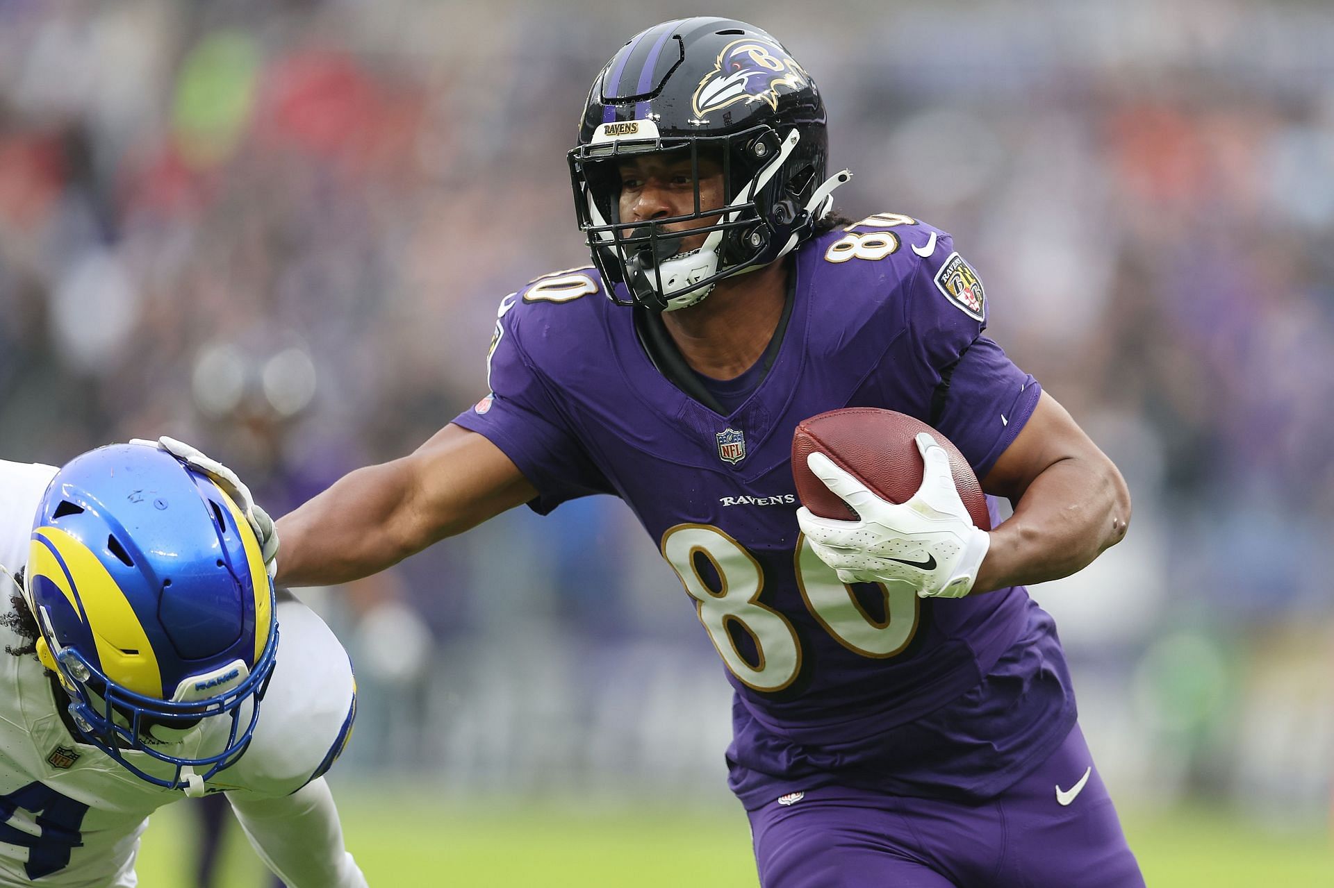 Isaiah Likely during Los Angeles Rams v Baltimore Ravens