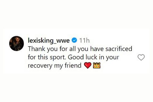 Lexis King reacted to Kenny Omega's health update.