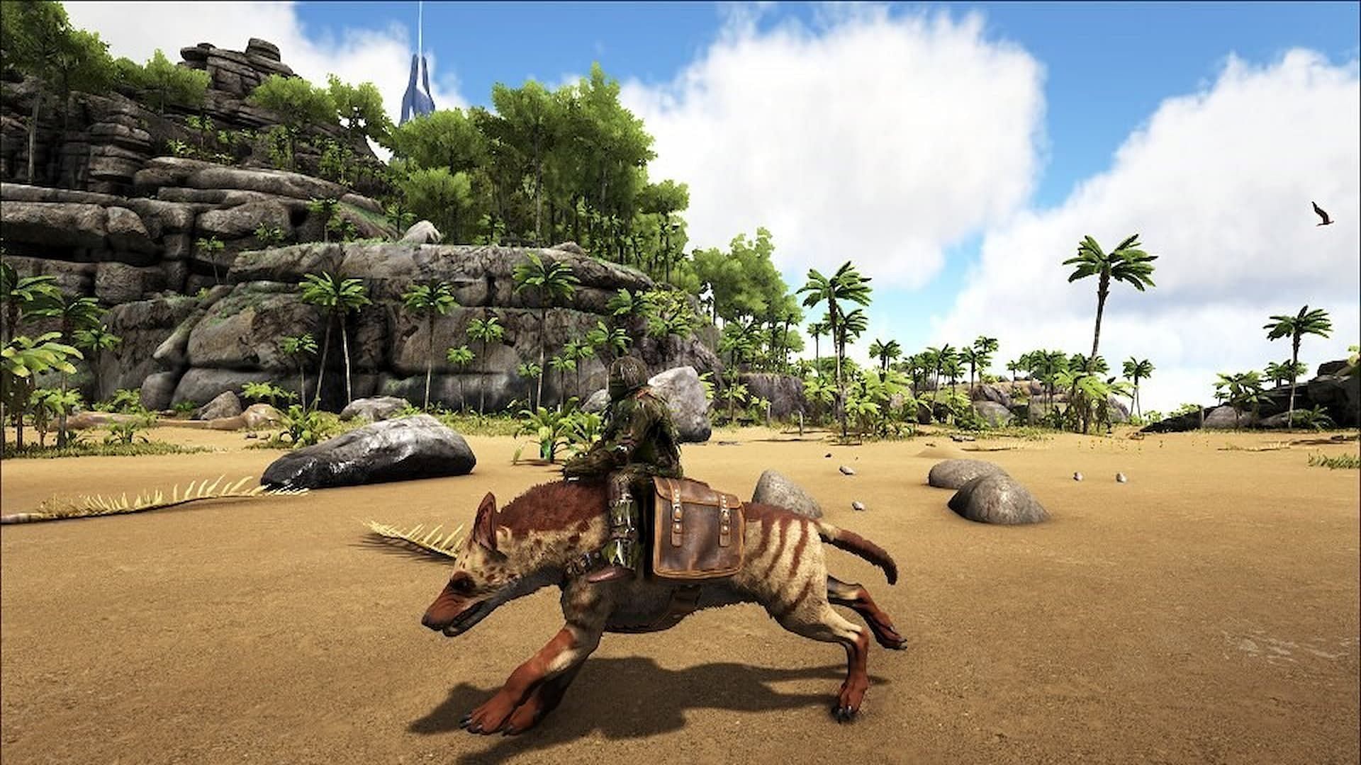 Player riding a Hyaenodon in ARK Survival Ascended