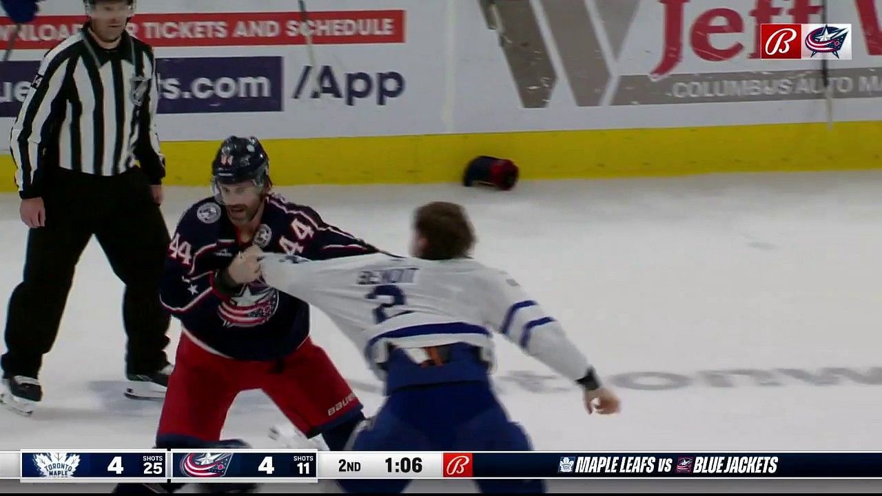 Erik Gudbranson drops the gloves in defense of teammate Adam Fantilli