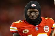 Kadarius Toney of the Kansas City Chiefs looks on from the sideline during an NFL football game against the Denver Broncos at GEHA Field at Arrowhead...