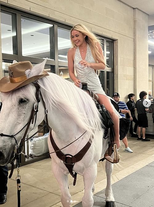 The pictures on horseback prove that Olivia Dunne can seamlessly blend her athleticism with glamour.