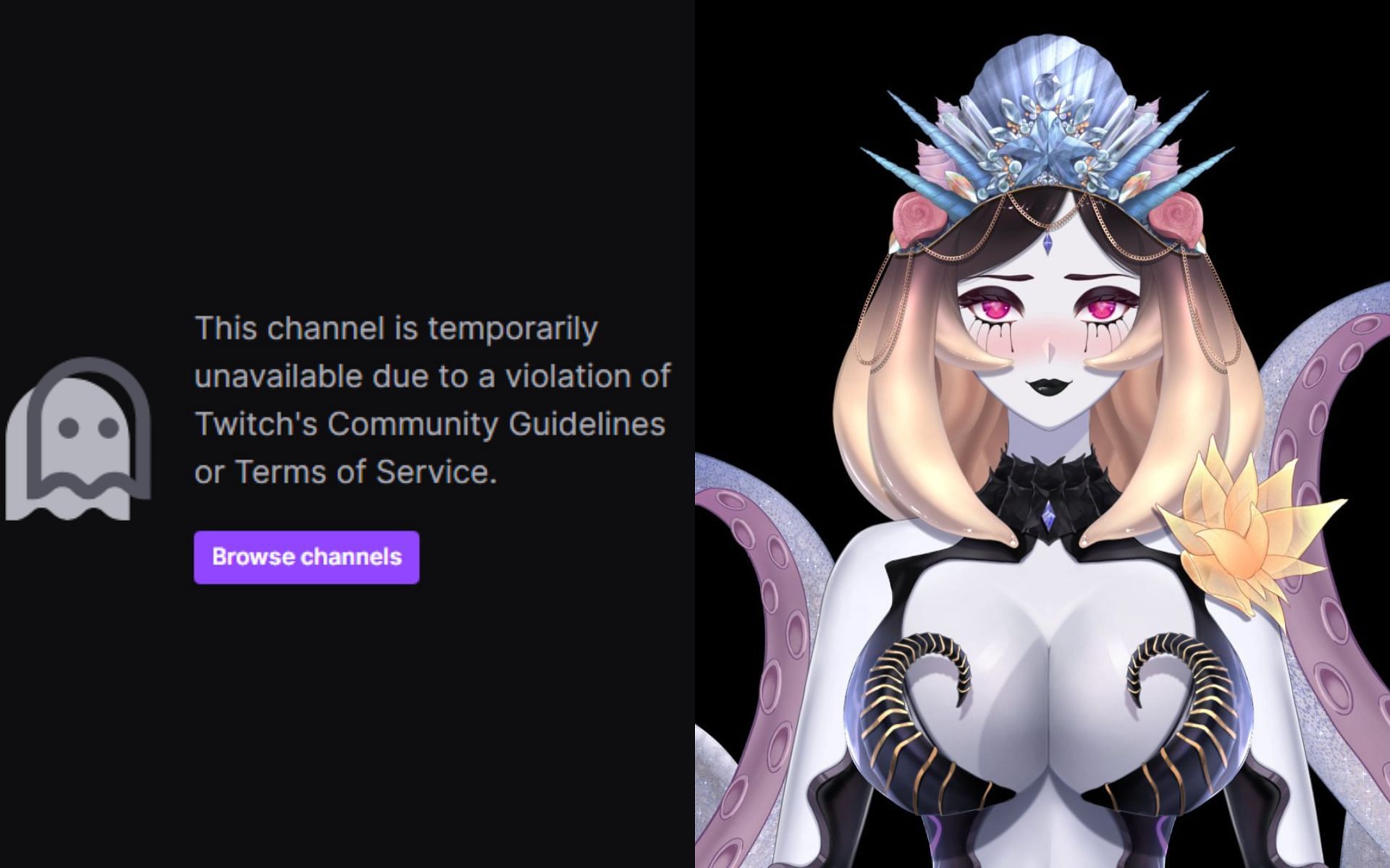 Viral VTuber Marina gets banned on Twitch (Image via X/@MarinaVT_ &amp; Twitch)