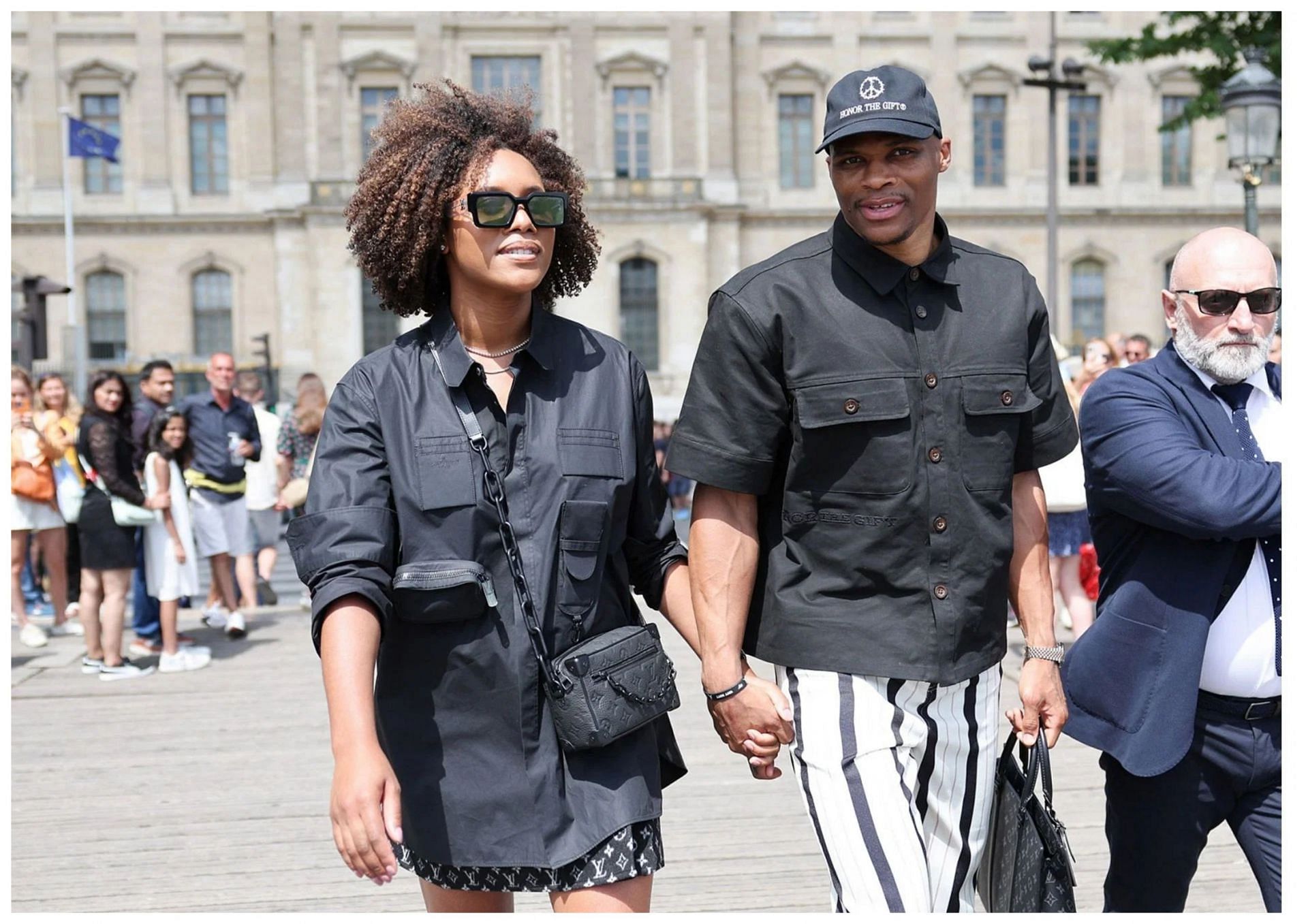 Nina Westbrook (left) praised her husband Russell Westbrook (right) for his 