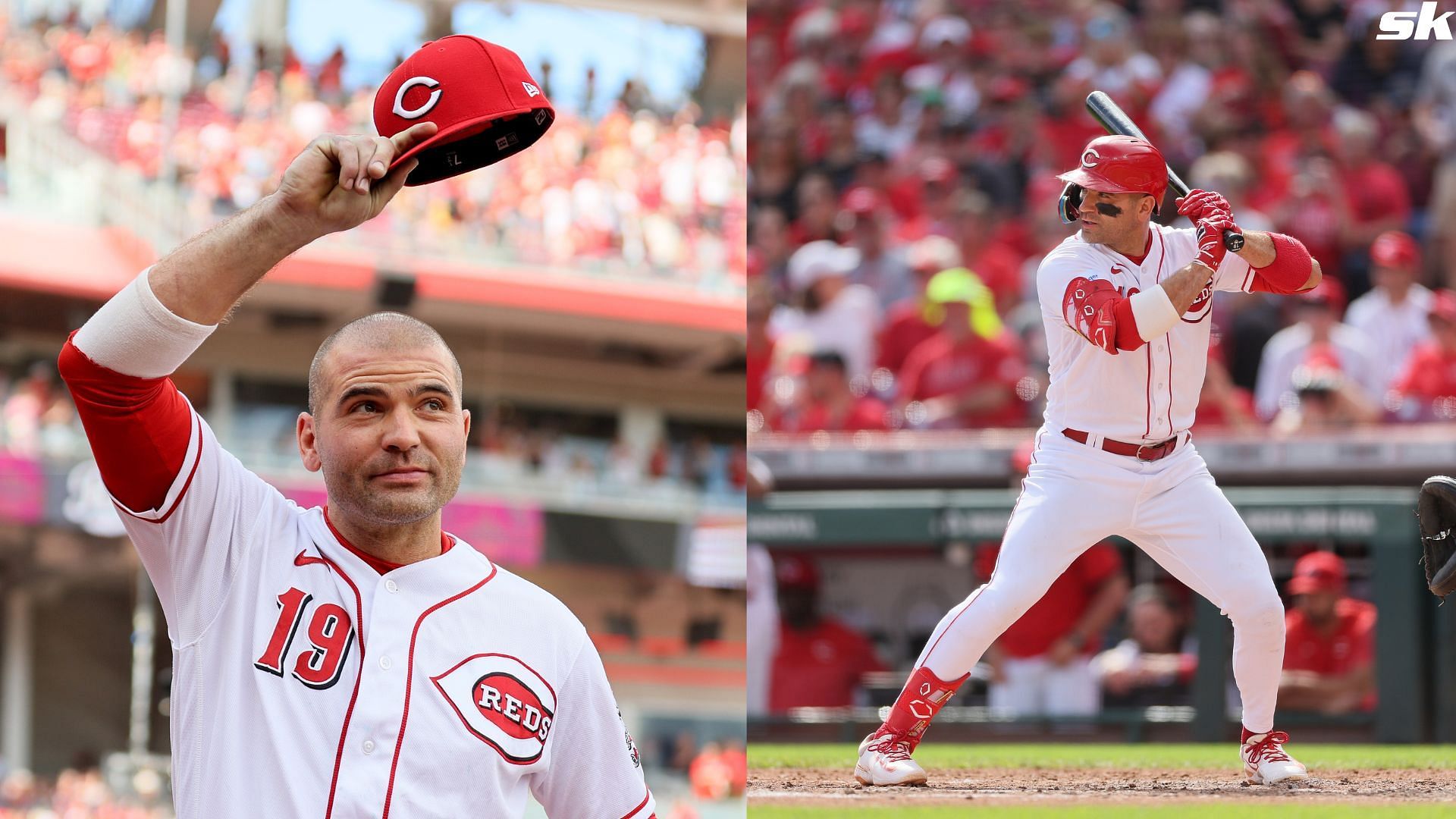 Joey Votto of the Cincinnati Reds acknowledges the crowd after the 4-2 win against the Pittsburgh Pirates at Great American Ball Park