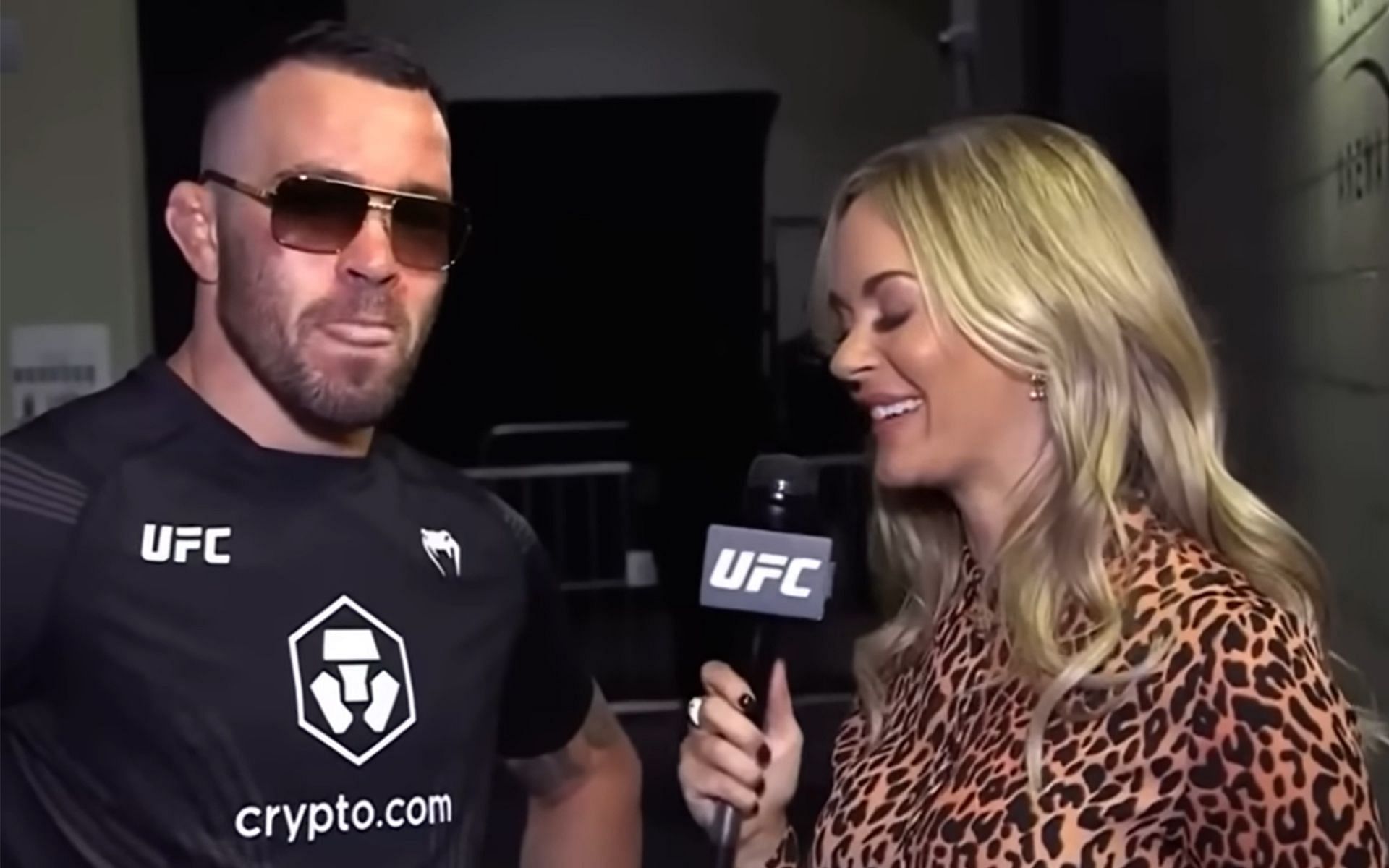 Colby Covington (left) made Laura Sanko (right) laugh (Image Courtesy: Ruzzlick JR MMA YouTube)