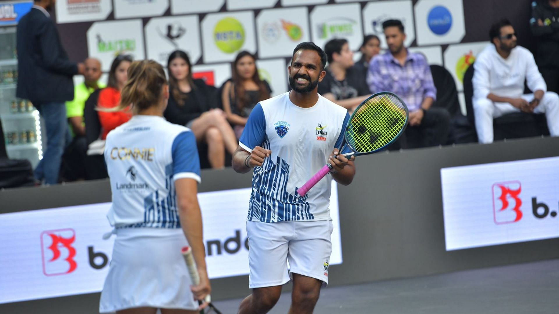 Arjun Khade and Conny Perrin of the Punjab Patriots on Day 4 of Tennis Premier League 2023 (Image via TPL)