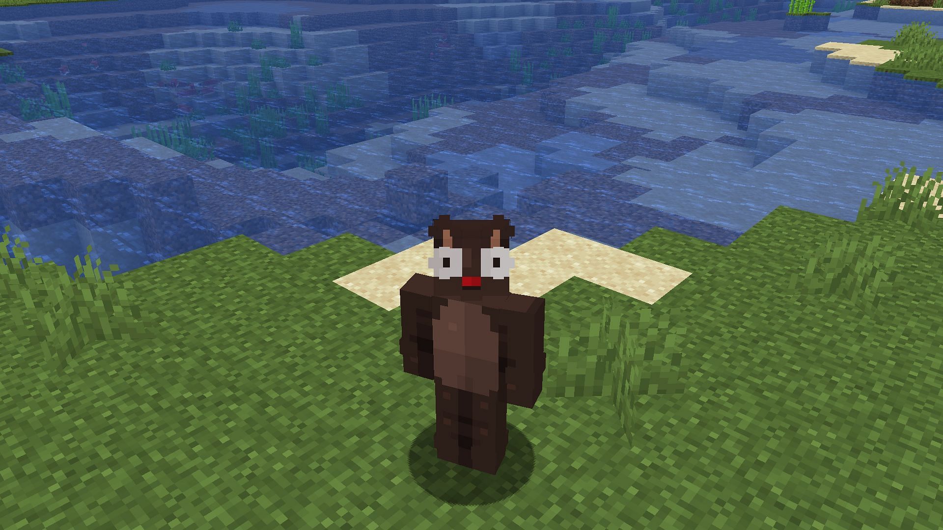 Эта кожа красноносого оленя Рудольфа в Minecraft уморительна из-за его глаз (Изображение взято с Mojang)