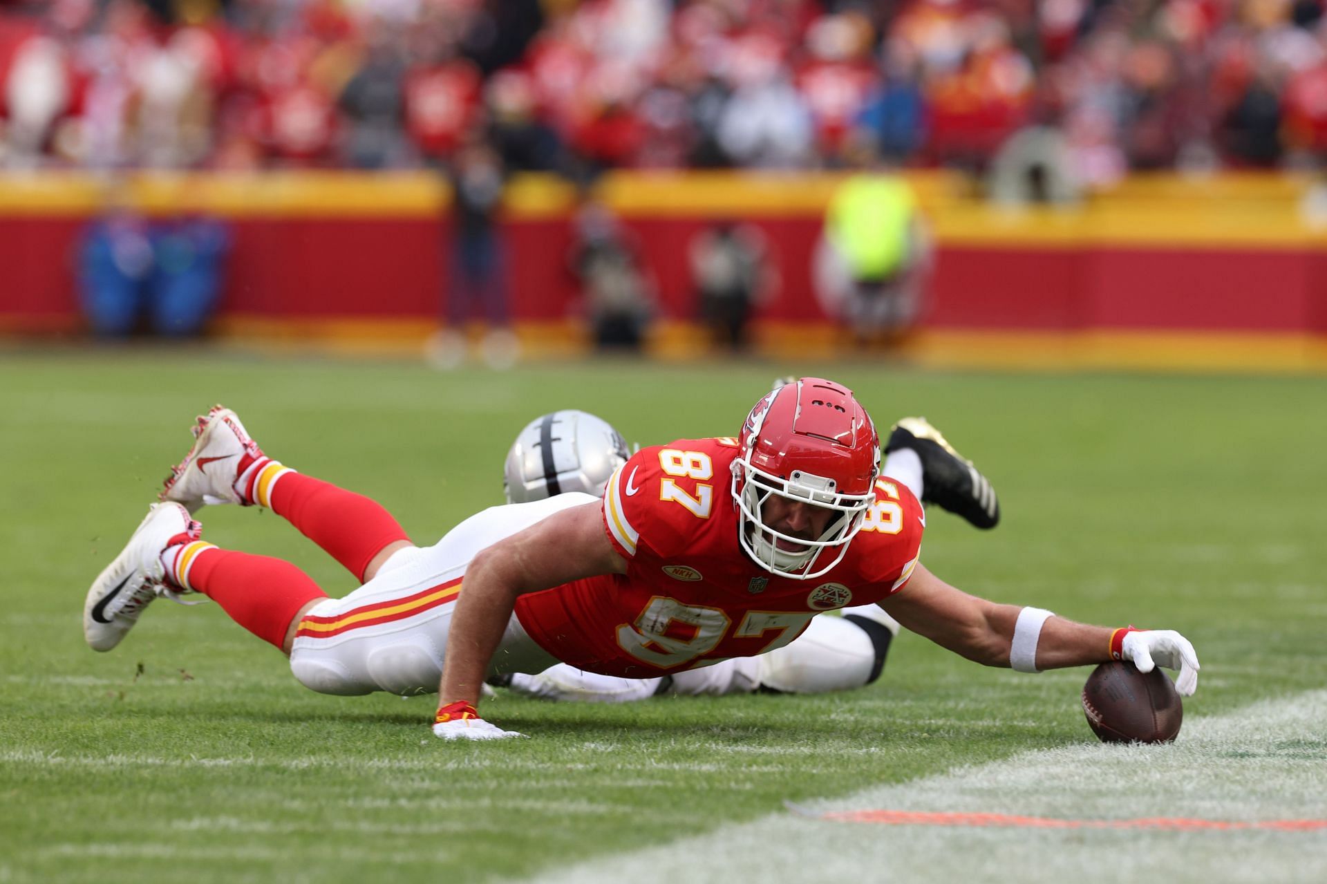 Travis Kelce during Las Vegas Raiders v Kansas City Chiefs