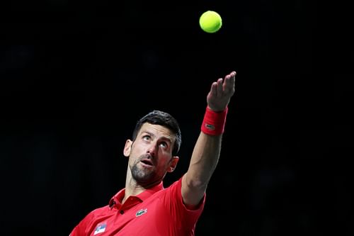 Novak Djokovic during Serbia's Davis Cup semifinal vs Italy