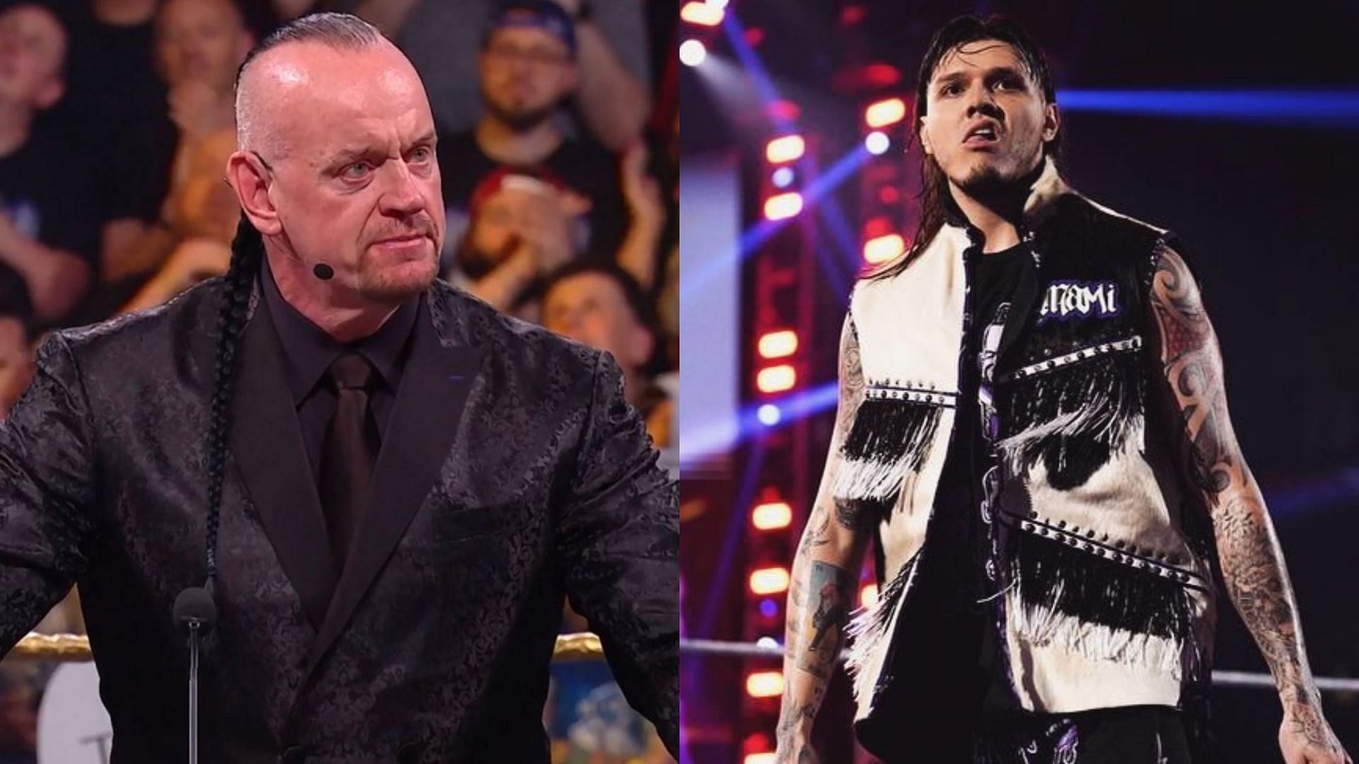 WWE Hall of Famer The Undertaker (left) and Dominik Mysterio (right)