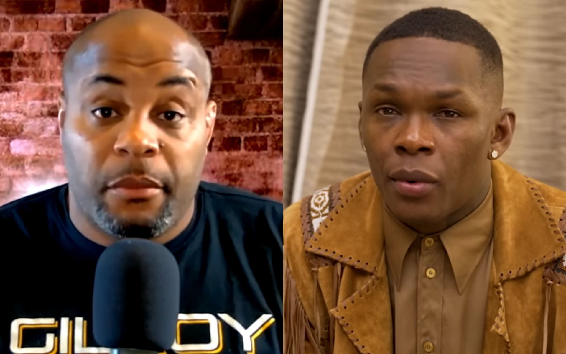 Daniel Cormier [Left] says a top middleweight will motivate Israel Adesanya [Right] to return [Image courtesy: Daniel Cormier and FREESTYLEBENDER - YouTube]