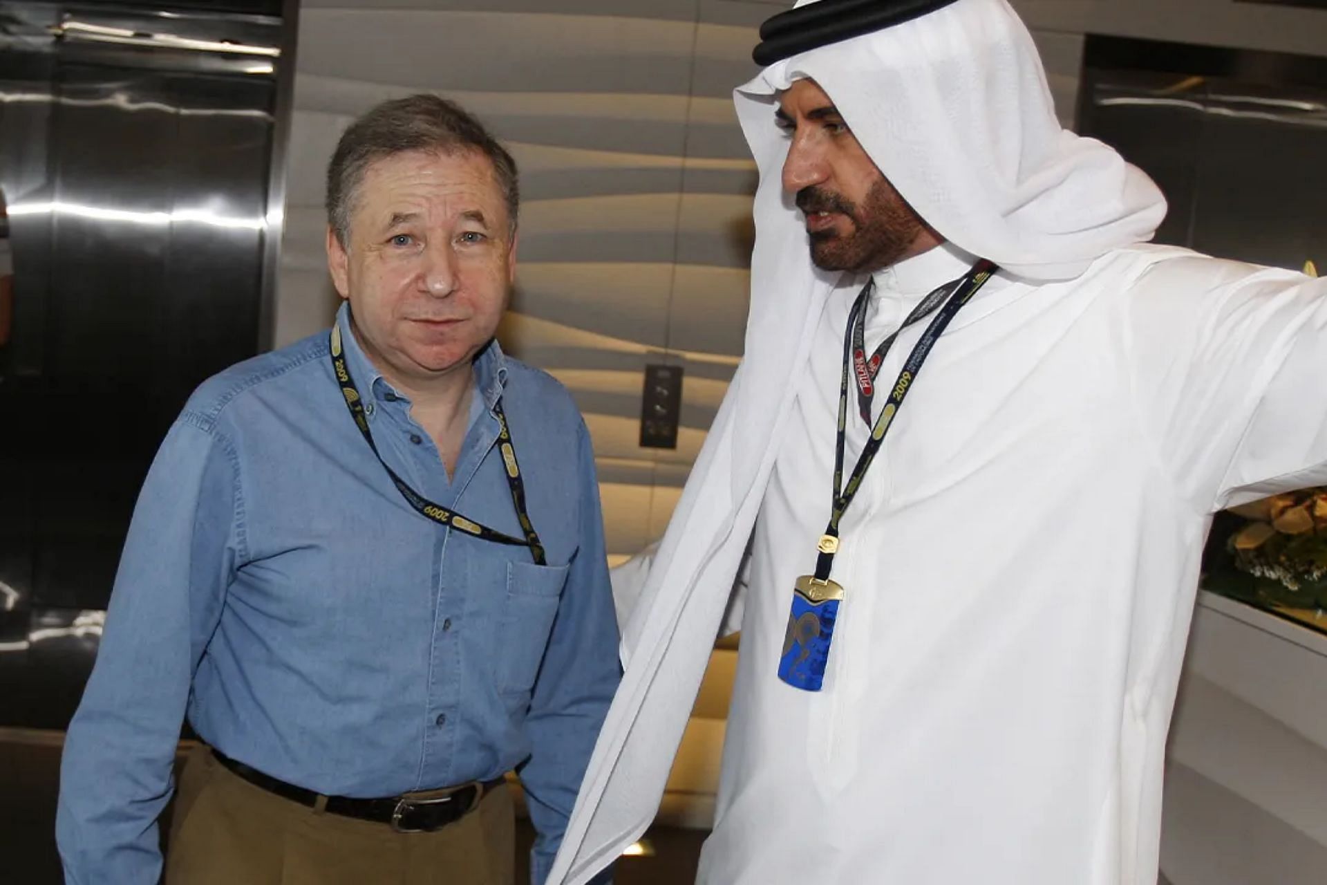 Mohammed Ben Sulayem (R) and Jean Todt (L) (Photo by AP/Luca Bruno)
