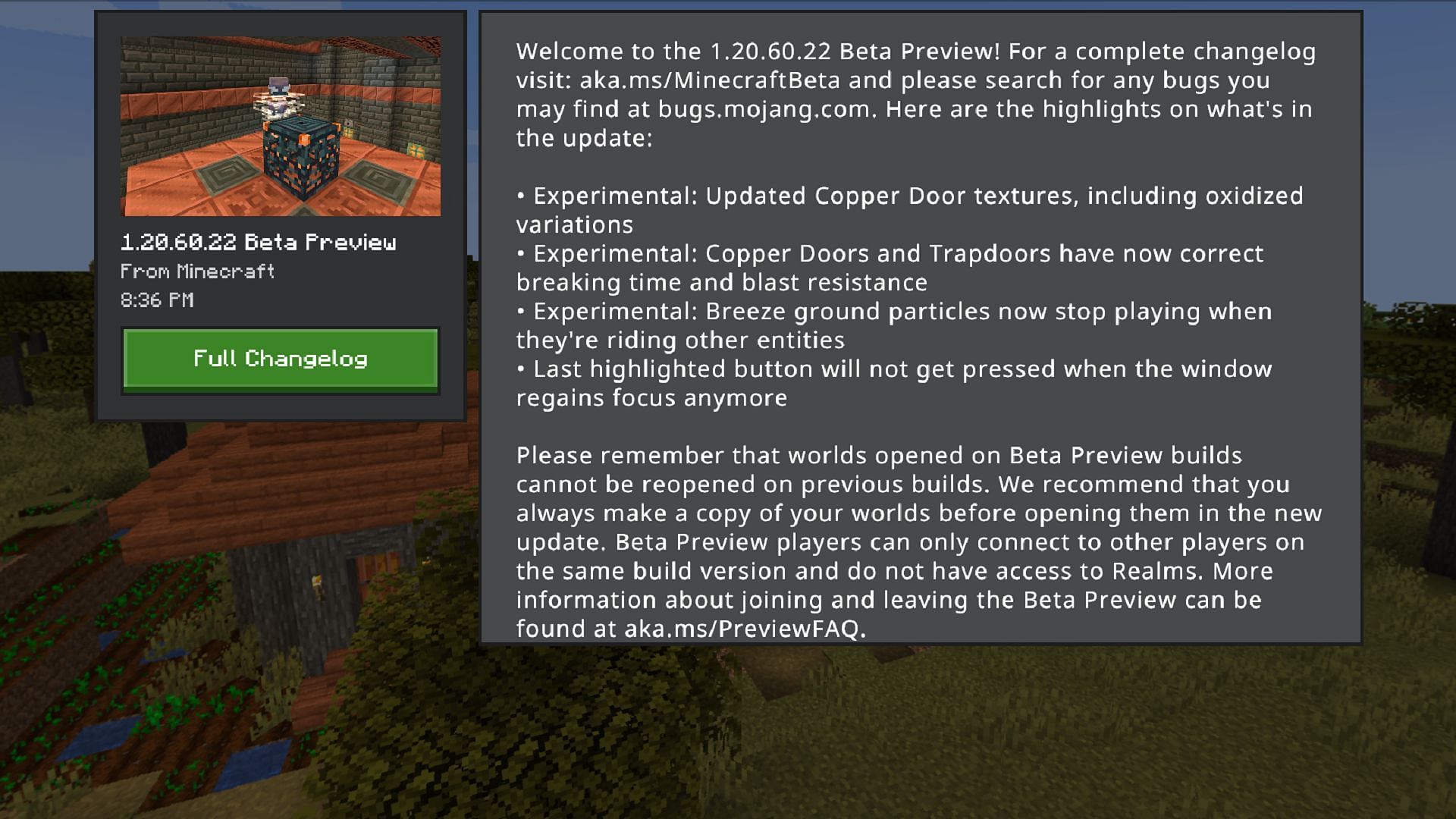 Minecraft Beta & Preview - 1.20.0.22 – Minecraft Feedback