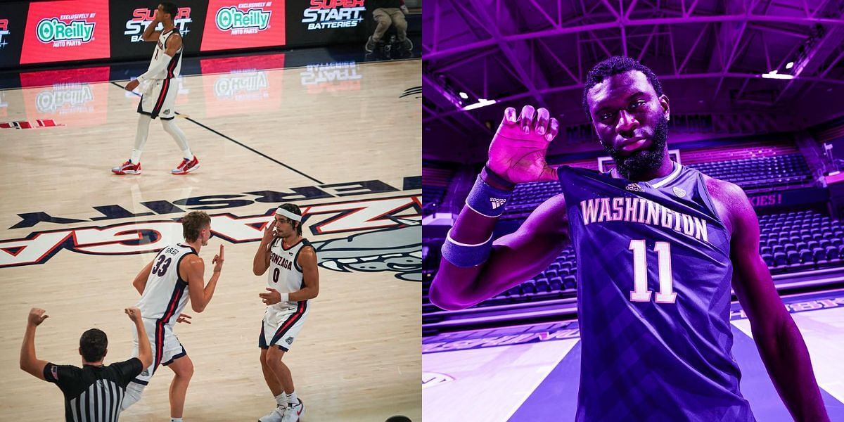 Gonzaga at Washington, Credits: Bulldogs (left), Instagram/zagmbb, Huskies (right), Instagram/uw_mbb