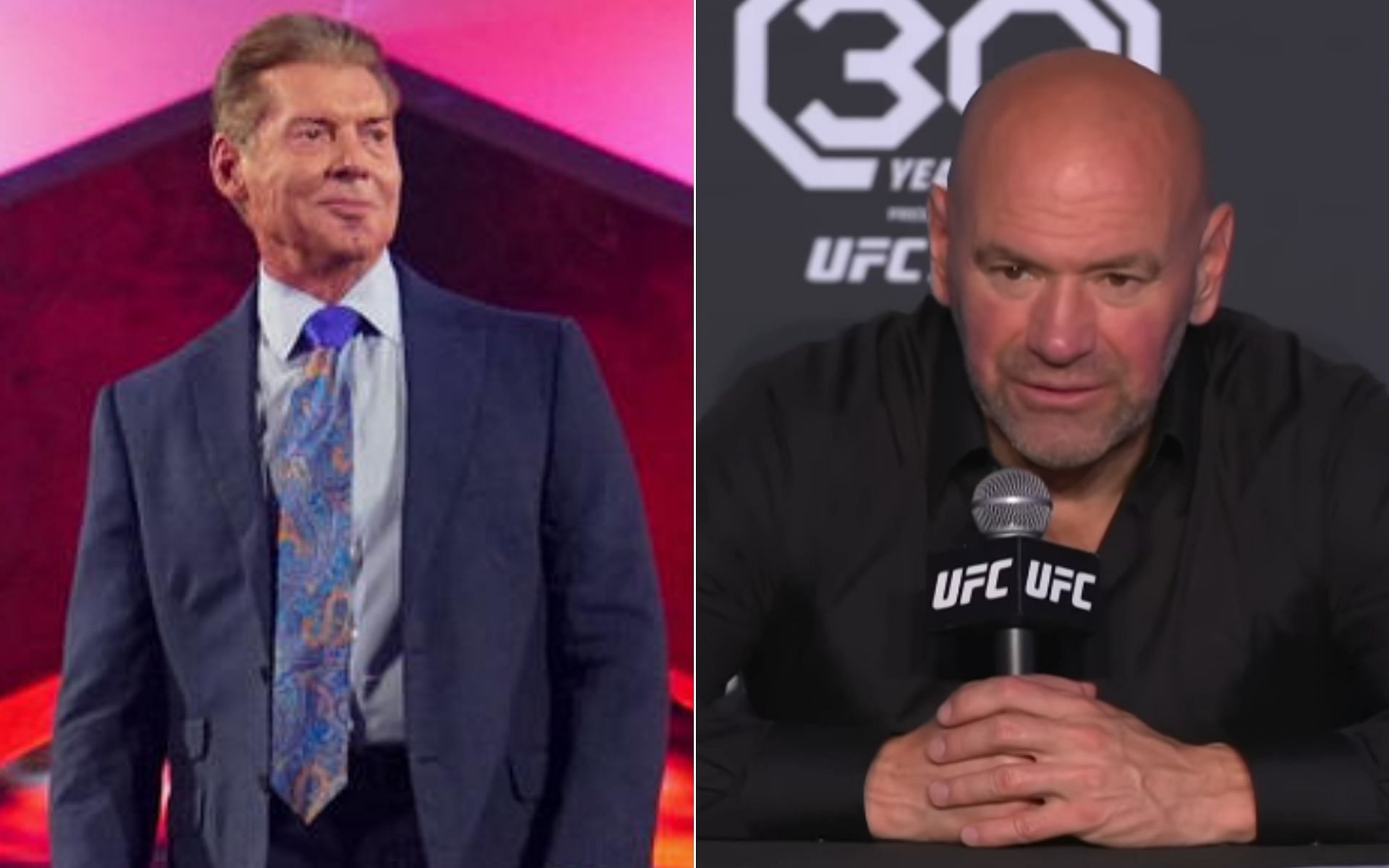 Vince McMahon [Left], and Dana White [Right] [Photo credit wwe.com and UFC - YouTube]