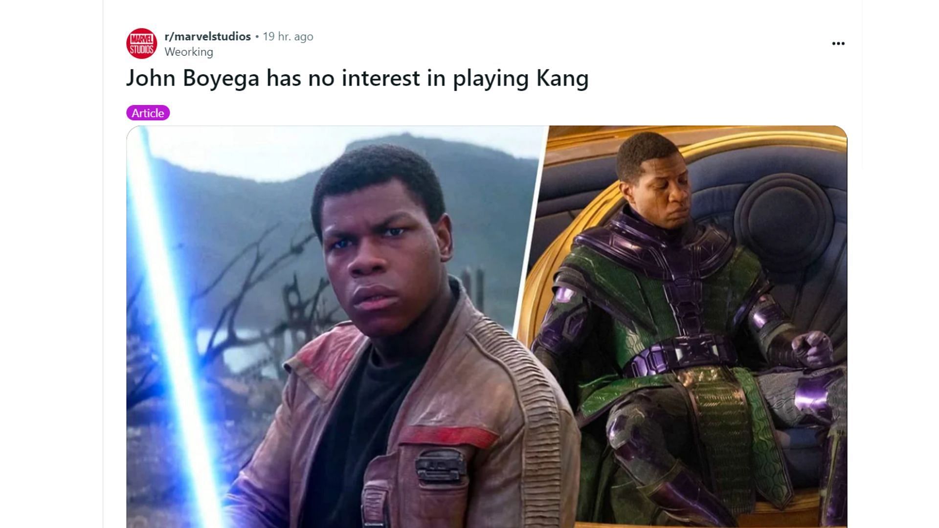 Boyega is not replacing Jonathan in MCU (Image via Reddit@Weorking )