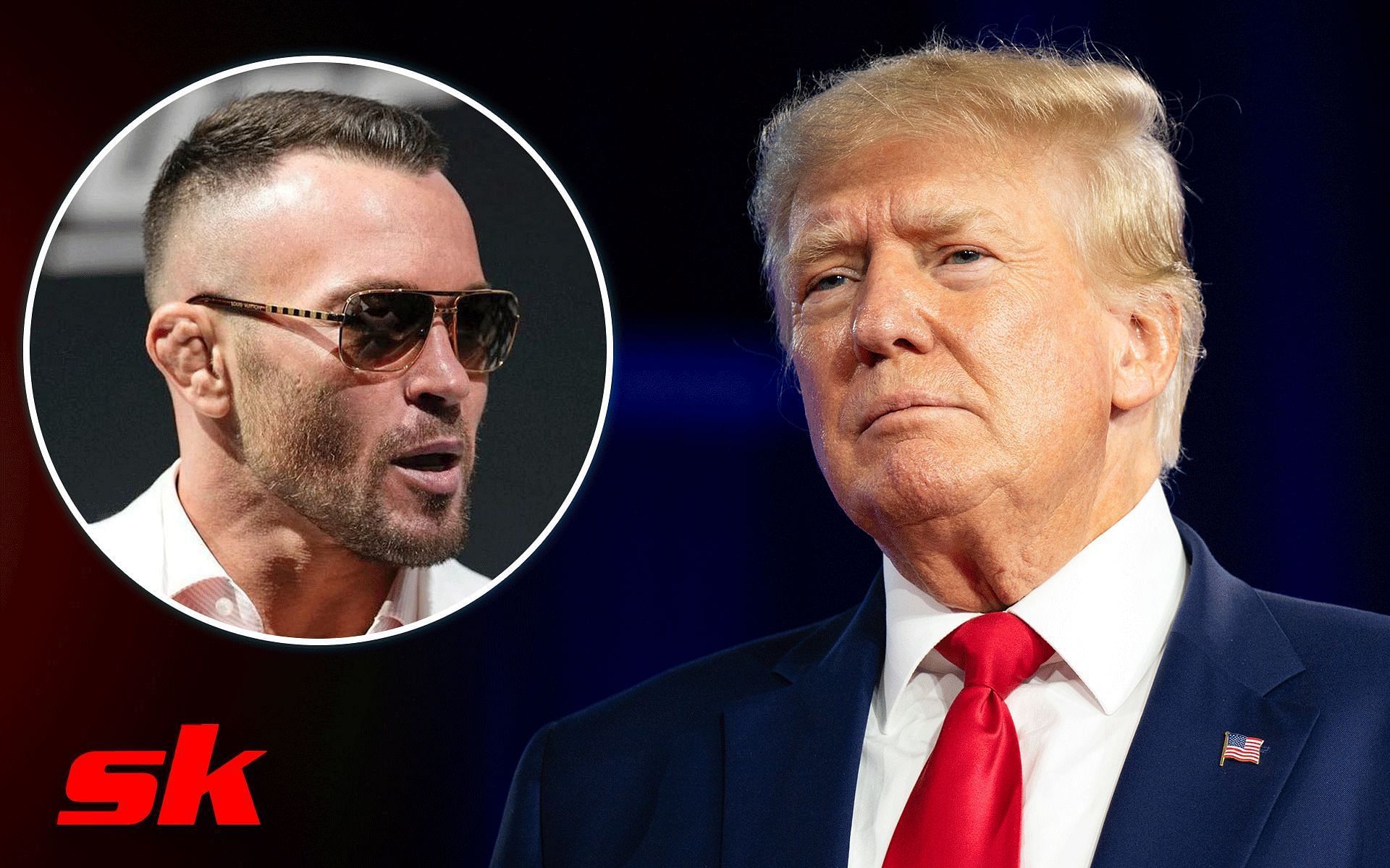 Colby Covington (left) speculates his association with Donald Trump (right) as the reason for his loss [Image courtesy @colbycovington on Instagram and Getty Images]