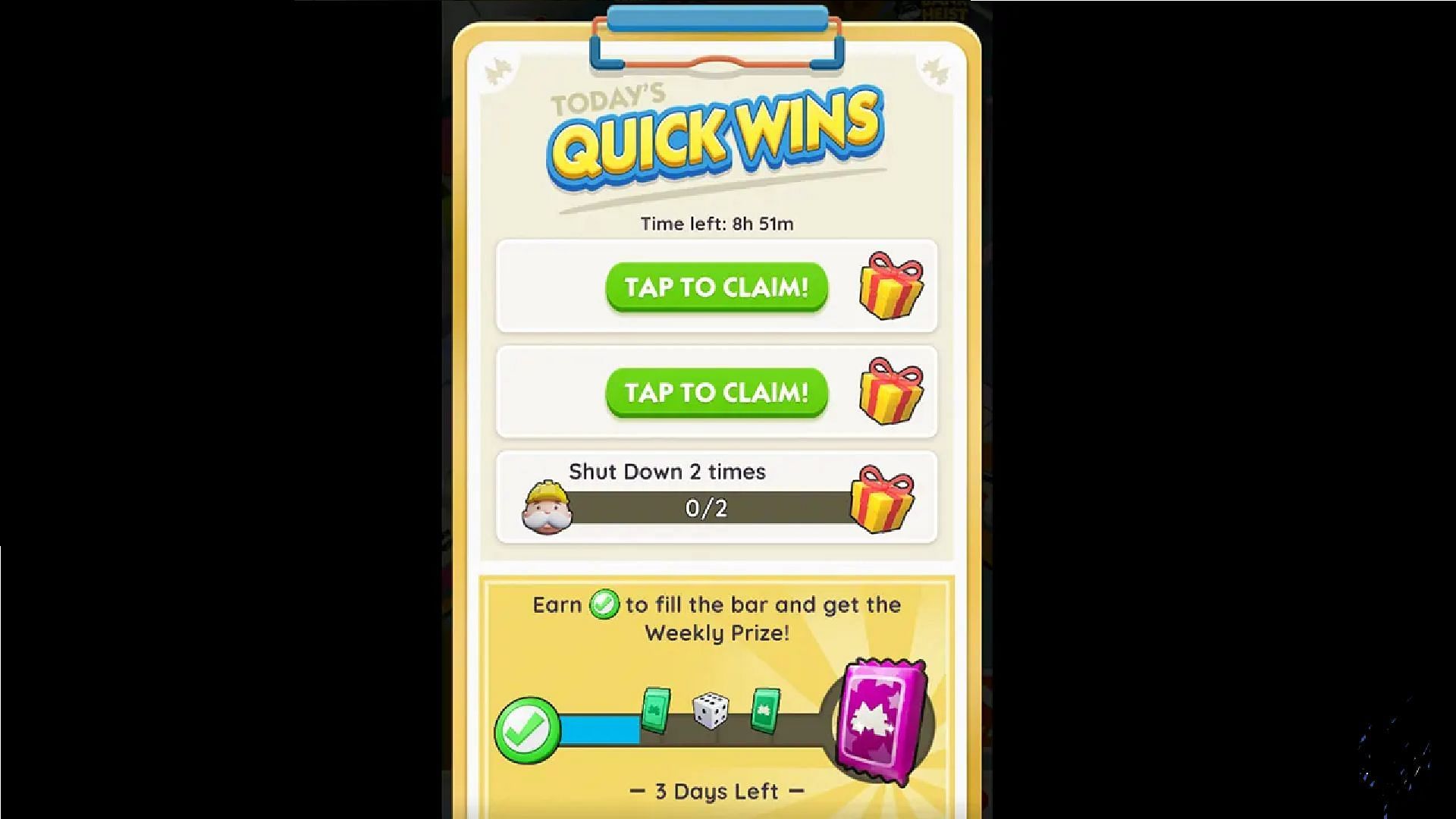 Grab the Quick Wins for more sticker packs in Monopoly Go (Image via Scopely)