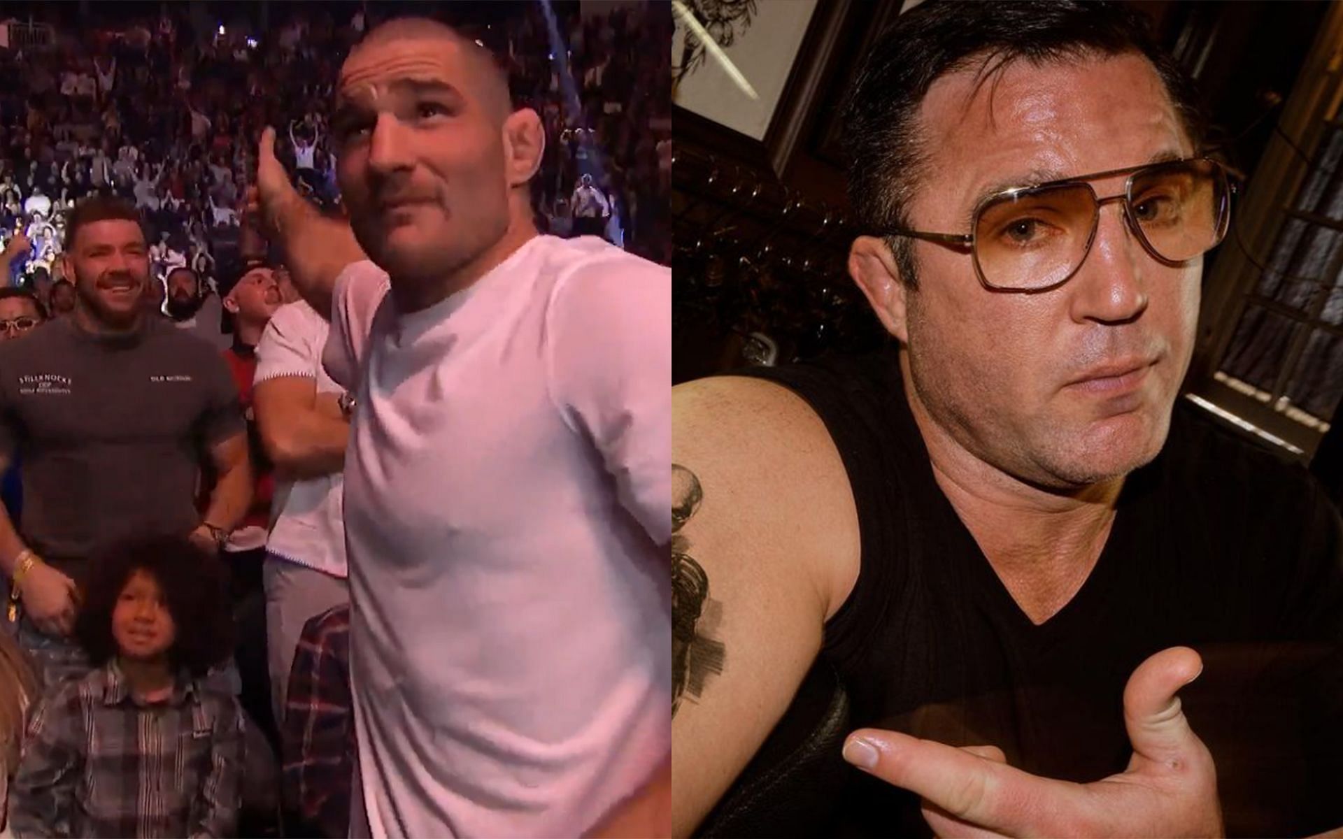 Sean Strickland and Dricus Du Plessis moments before the UFC 296 brawl (left) and Chael Sonnen (right) (Images Courtesy: @UFC X and @sonnench Instagram)