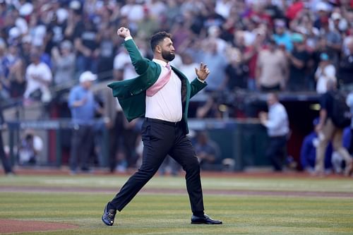 Jon Rahm at the World Series - Texas Rangers v Arizona Diamondbacks (Image via Getty)