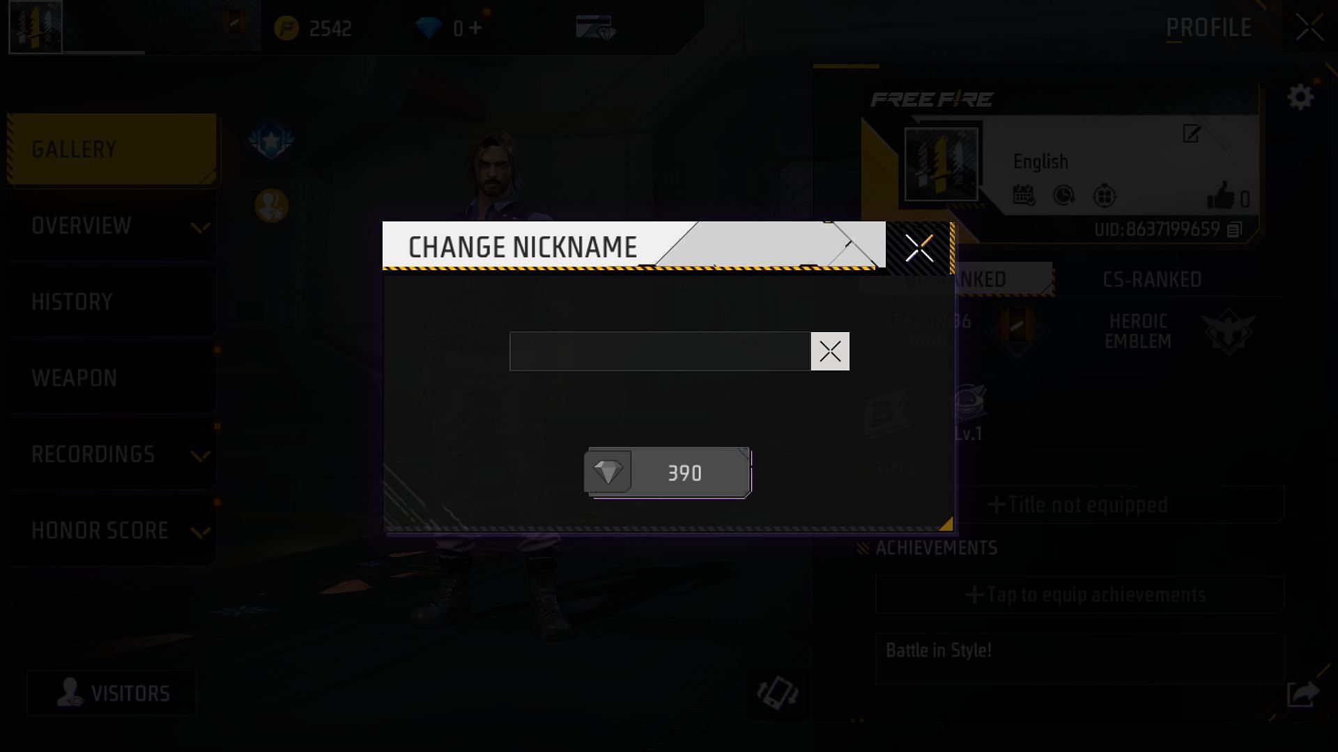 Enter the text and complete the process of changing your name (Image via Garena)