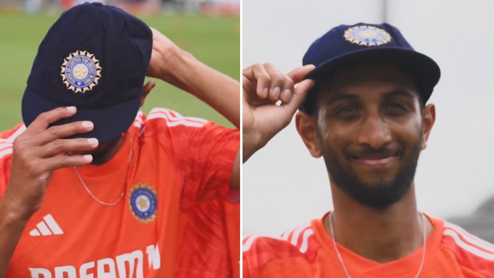 Snippets from Prasidh Krishna recieving his Test cap (P.C.:BCCI)