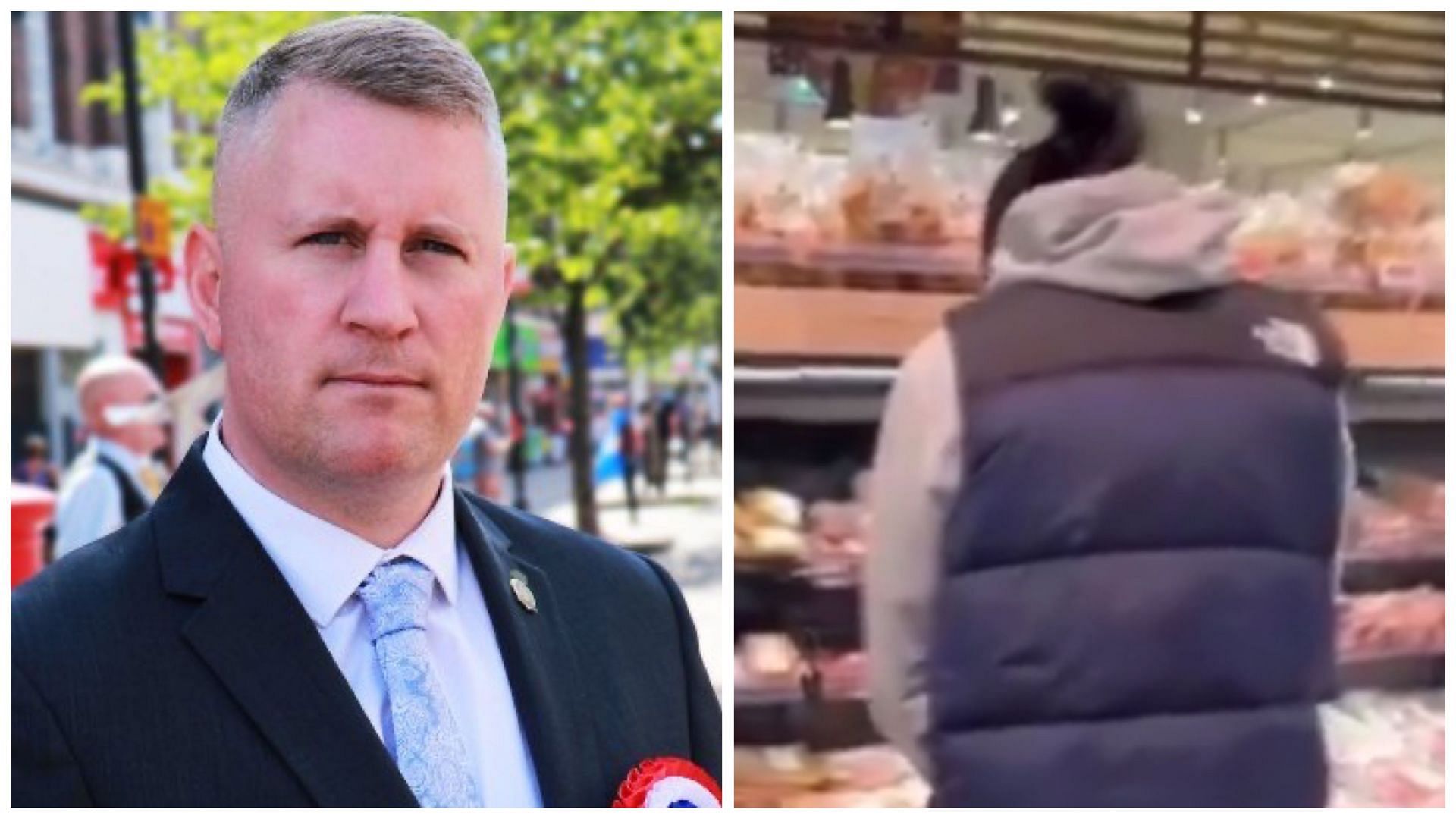 Paul Golding (left) shares video of &ldquo;Muslim immigrant&rdquo; allegedly urinating on pork
