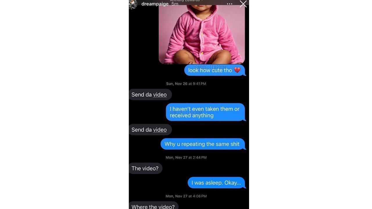 Anthony Edwards&#039; alleged messages to an IG model that he reportedly instructed to have an abortion.