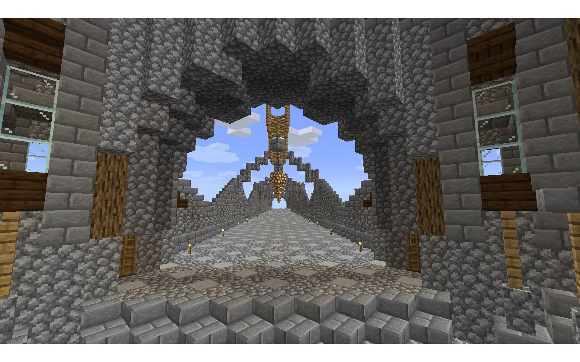 Использование диагональных блоков может сделать определенные дизайны яркими (Изображение взято с Planet Minecraft)