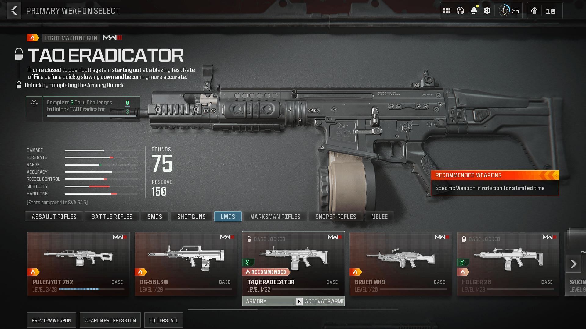 TAQ Eradicator Light Machine Gun (Image via Activision)