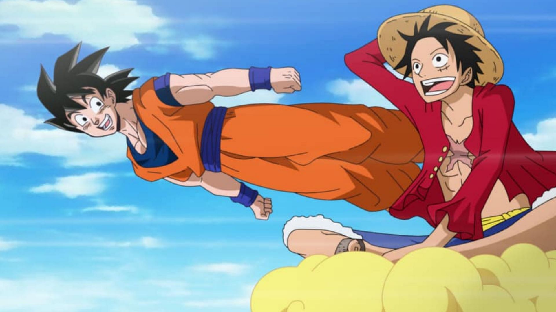 Luffy and Goku appear together in a crossover episode (Image via Toei Animation)
