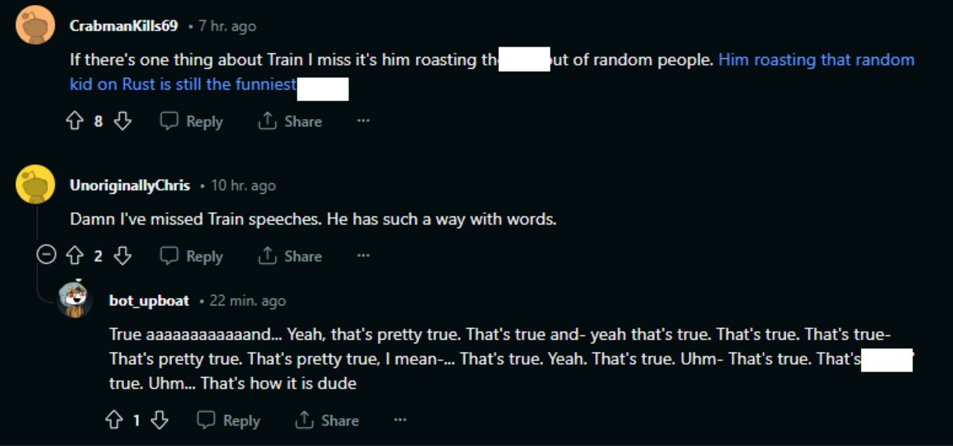 A few Netizens found Trainwrecks&#039; roasting to be comical, at the very least. (Image via Reddit)