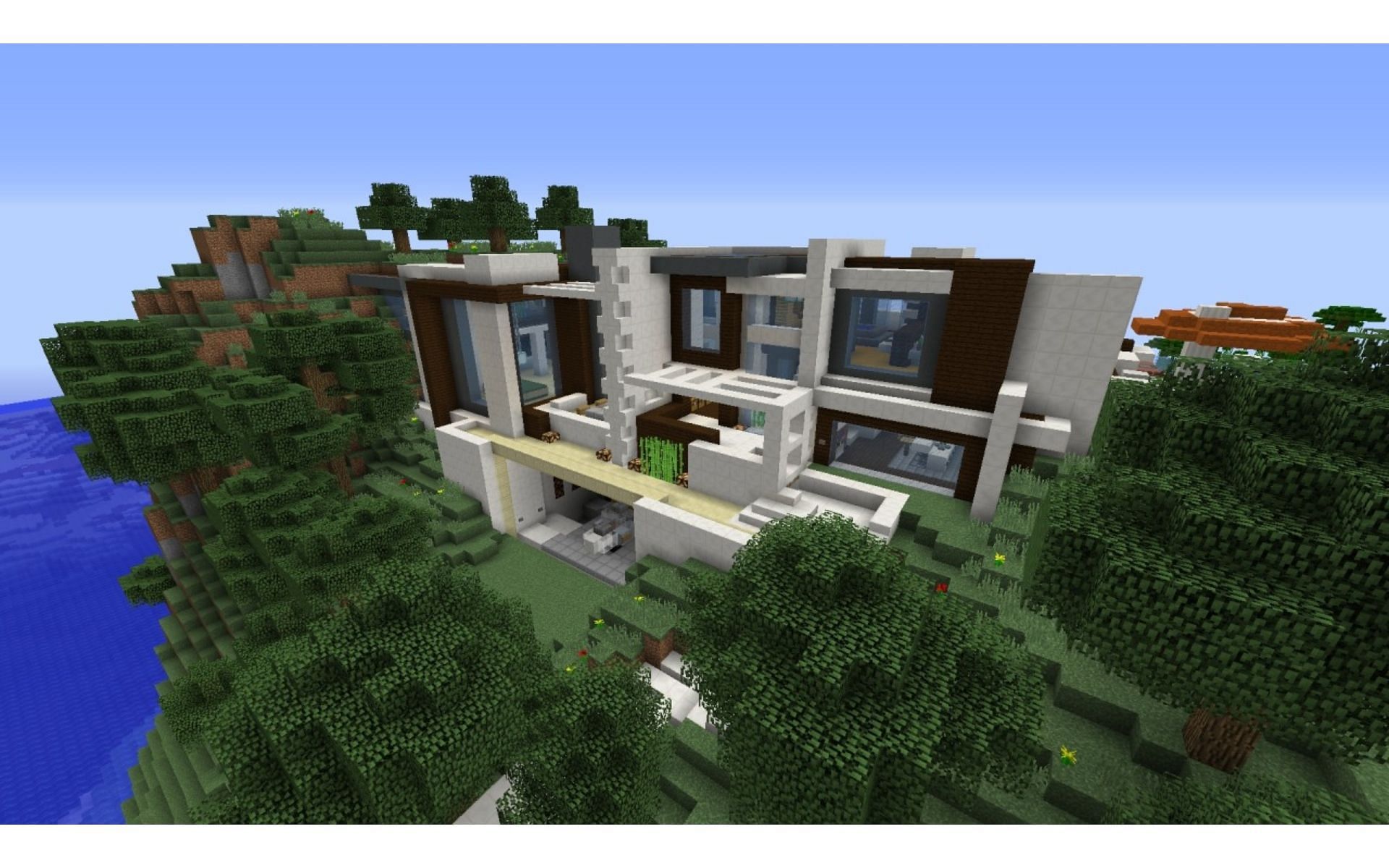 A futuristic piston house build (Image via Planet Minecraft)