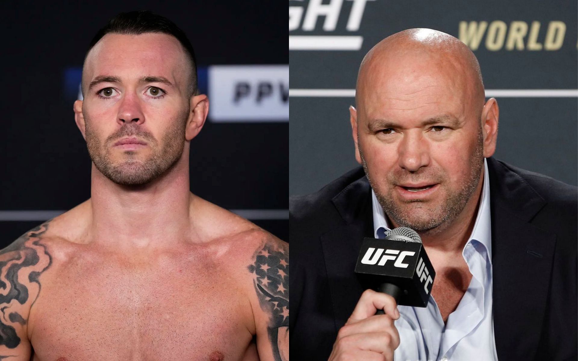 Colby Covington (left) and Dana White (right). [via Getty Images and MMA Fighting]