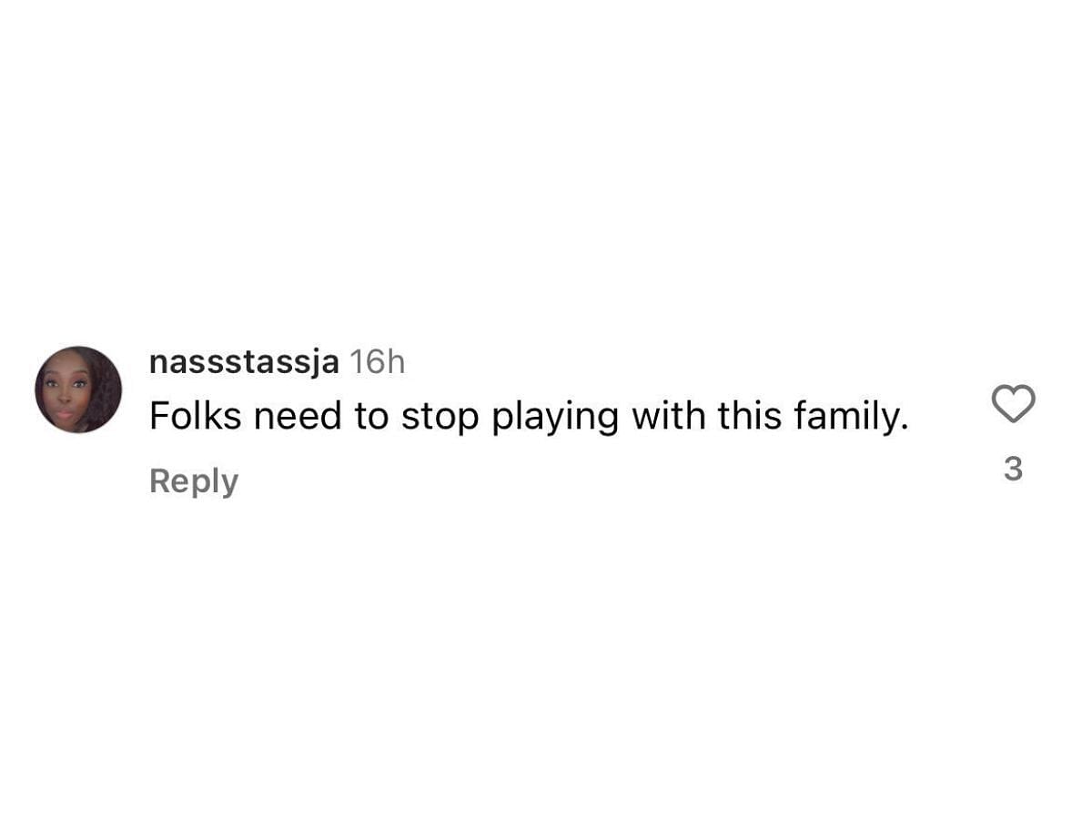 Another user says that people should leave the family alone (image via @nassstassja on Instagram)