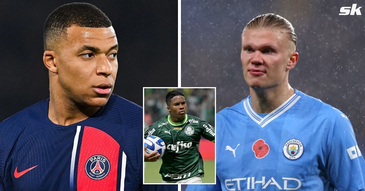 Kylian Mbappe, Endrick and Erling Haaland (from left to right)