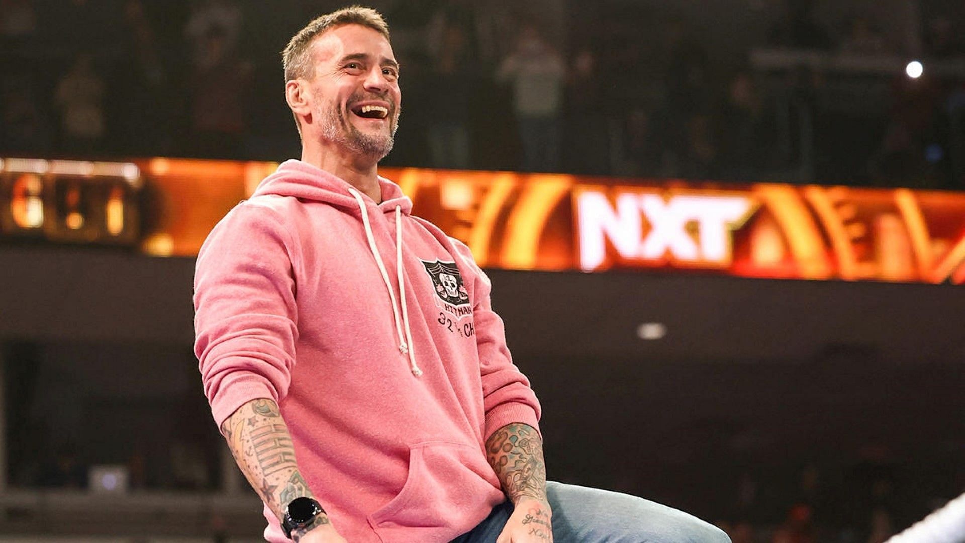 CM Punk poses in the ring at WWE NXT Deadline