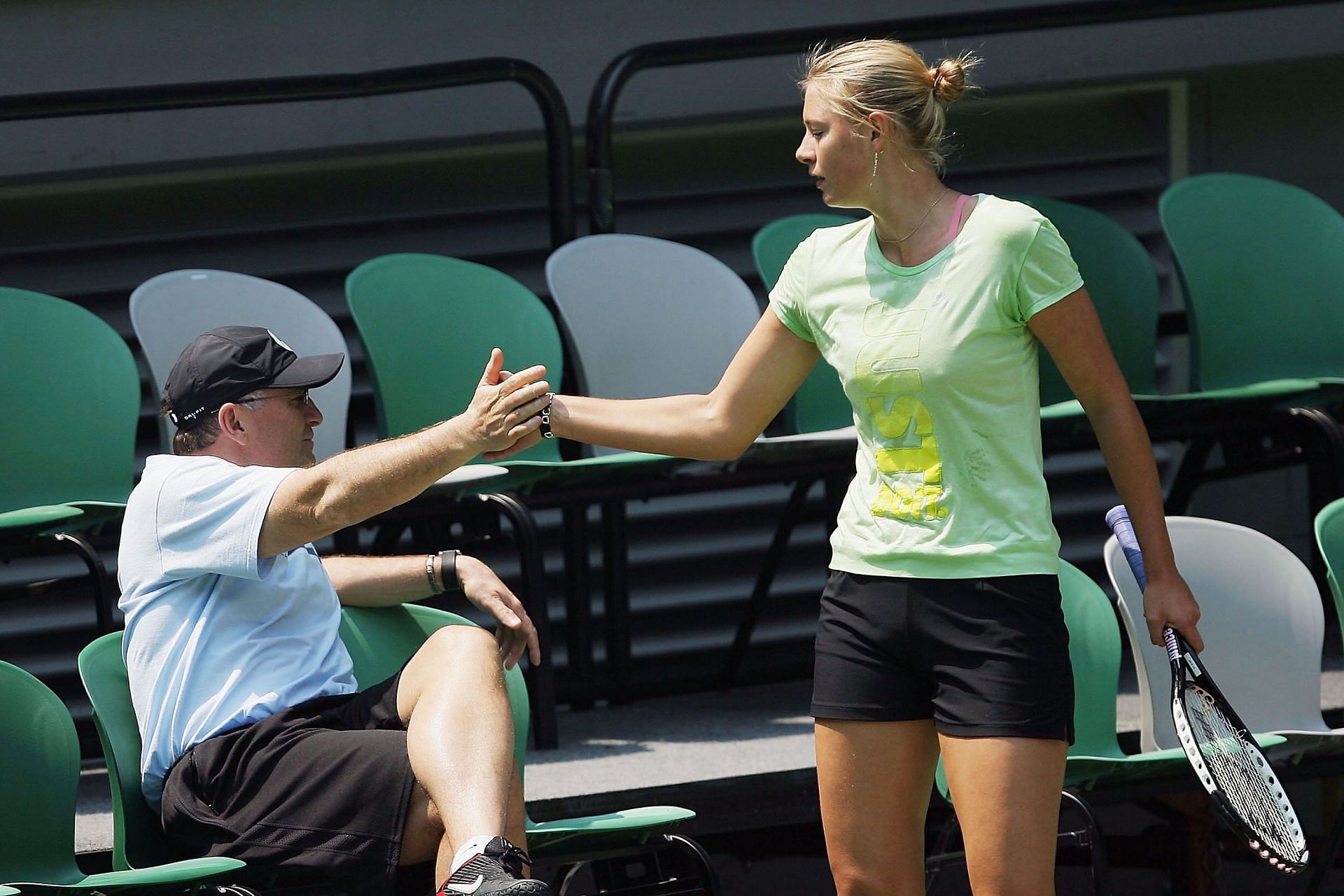 Maria Sharapova with her father Yuri Sharapova at the 2007 Australian Open