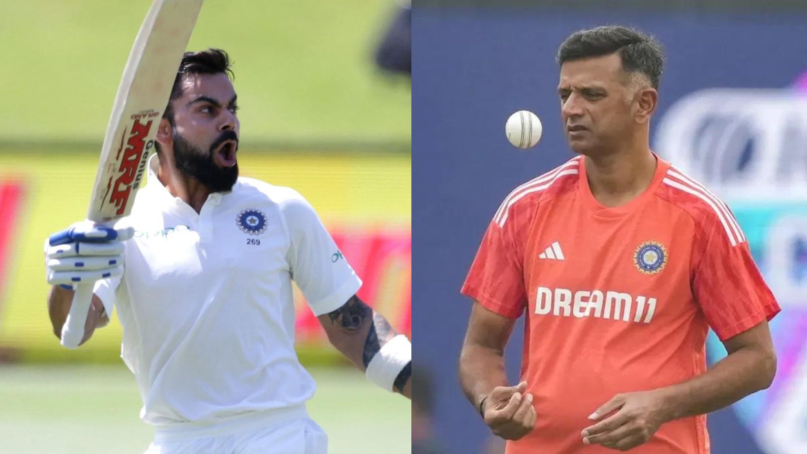 Virat Kohli (L) and Rahul Dravid.