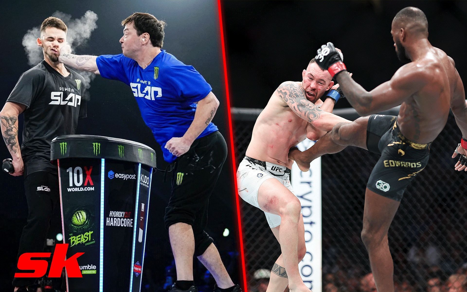 Veteran MMA referee on Power Slap (Left) is being made even safer than MMA (Right) [Images via: @powerslap on Instagram]