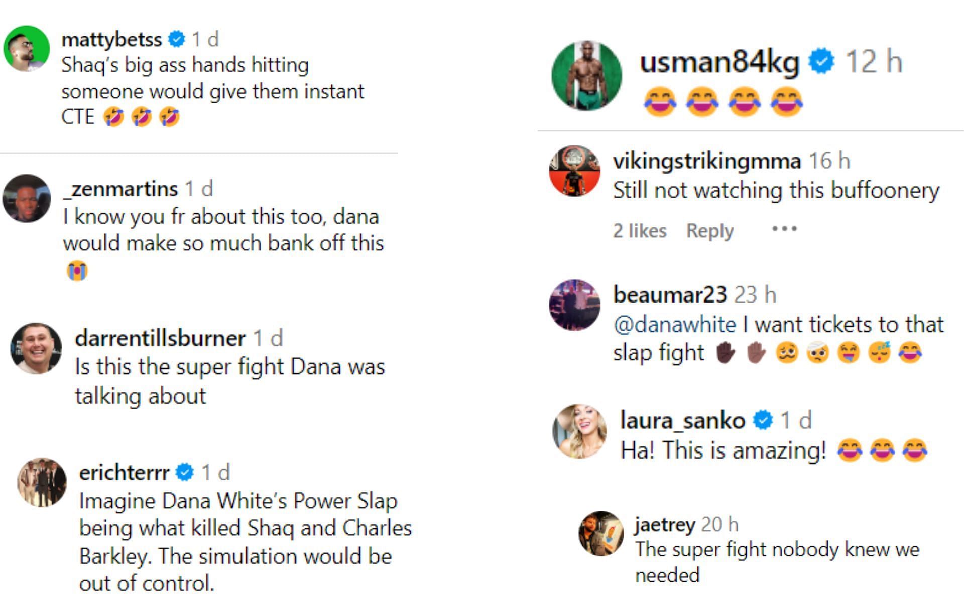 Fan reactions via: @danawhite on Instagram