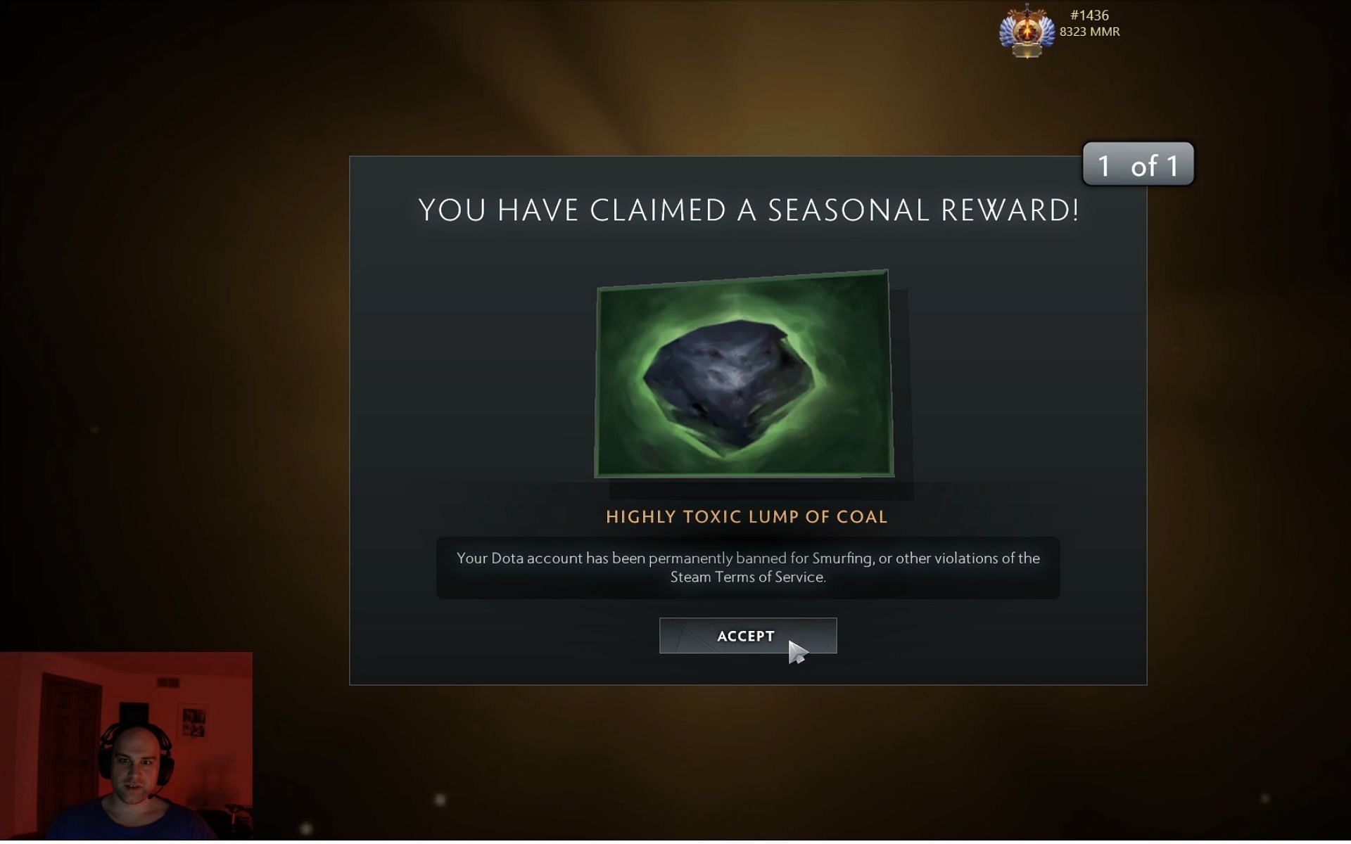 Masondota2 gets banned by Valve through a Christmas Gift (Image via Twitch/@masondota2)